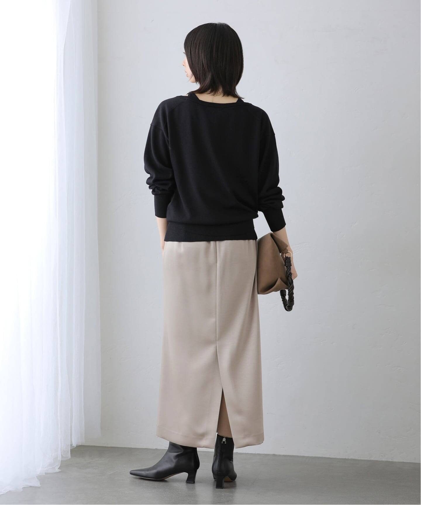 予約》【洗える】サテンストレートスカート（ロング・マキシ丈スカート