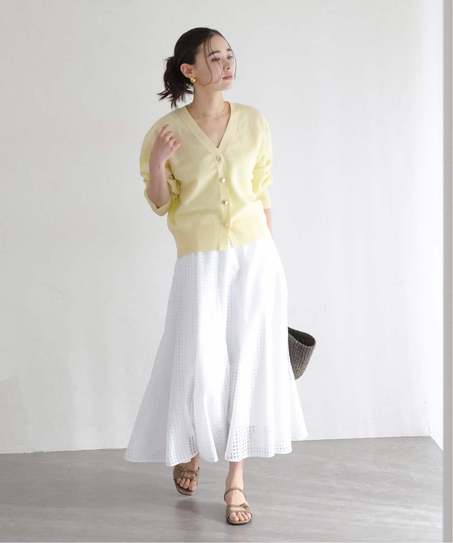 予約》【洗える】シアーチェックパネルスカート（ロング・マキシ丈