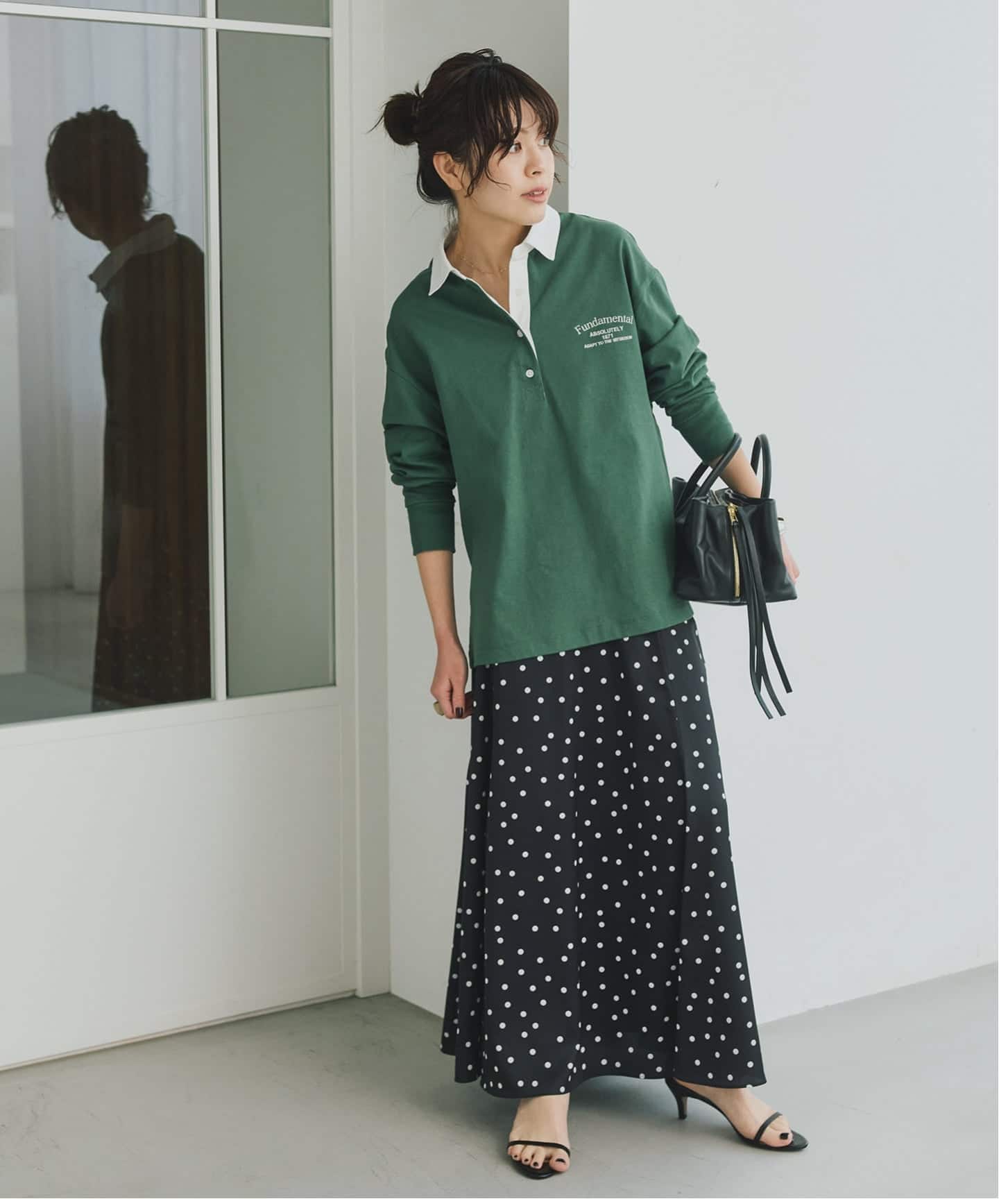 ドットサテンフレアスカート（ロング・マキシ丈スカート）｜Spick