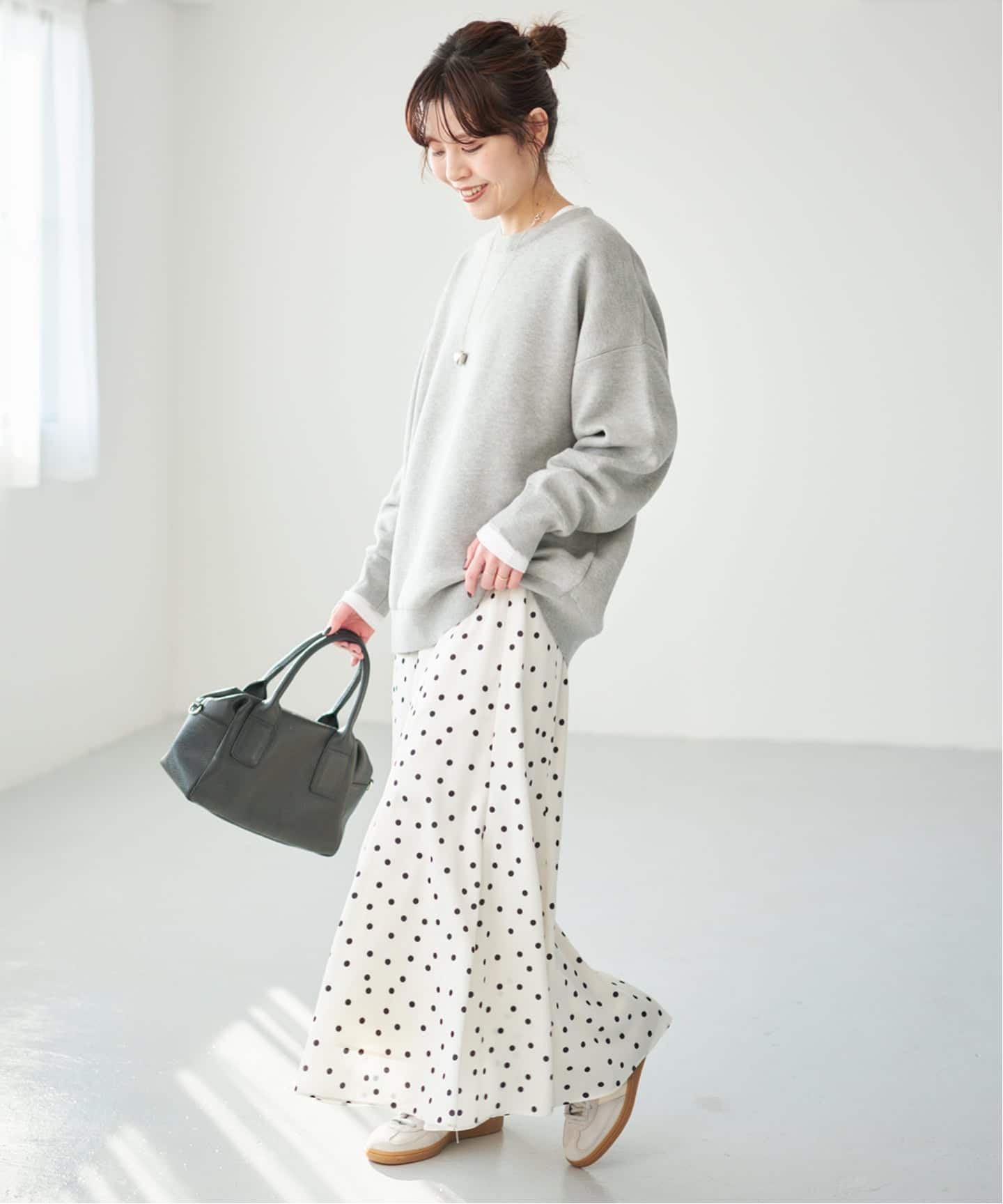 ドットサテンフレアスカート（ロング・マキシ丈スカート）｜Spick