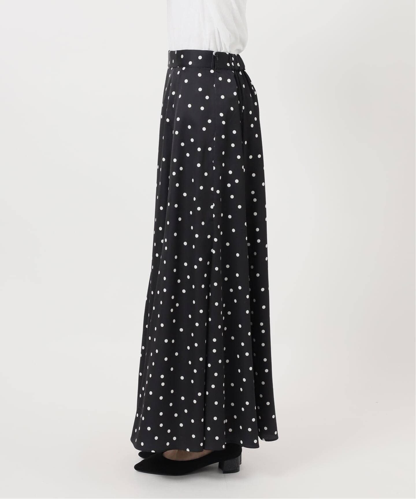 ドットサテンフレアスカート（ロング・マキシ丈スカート）｜Spick