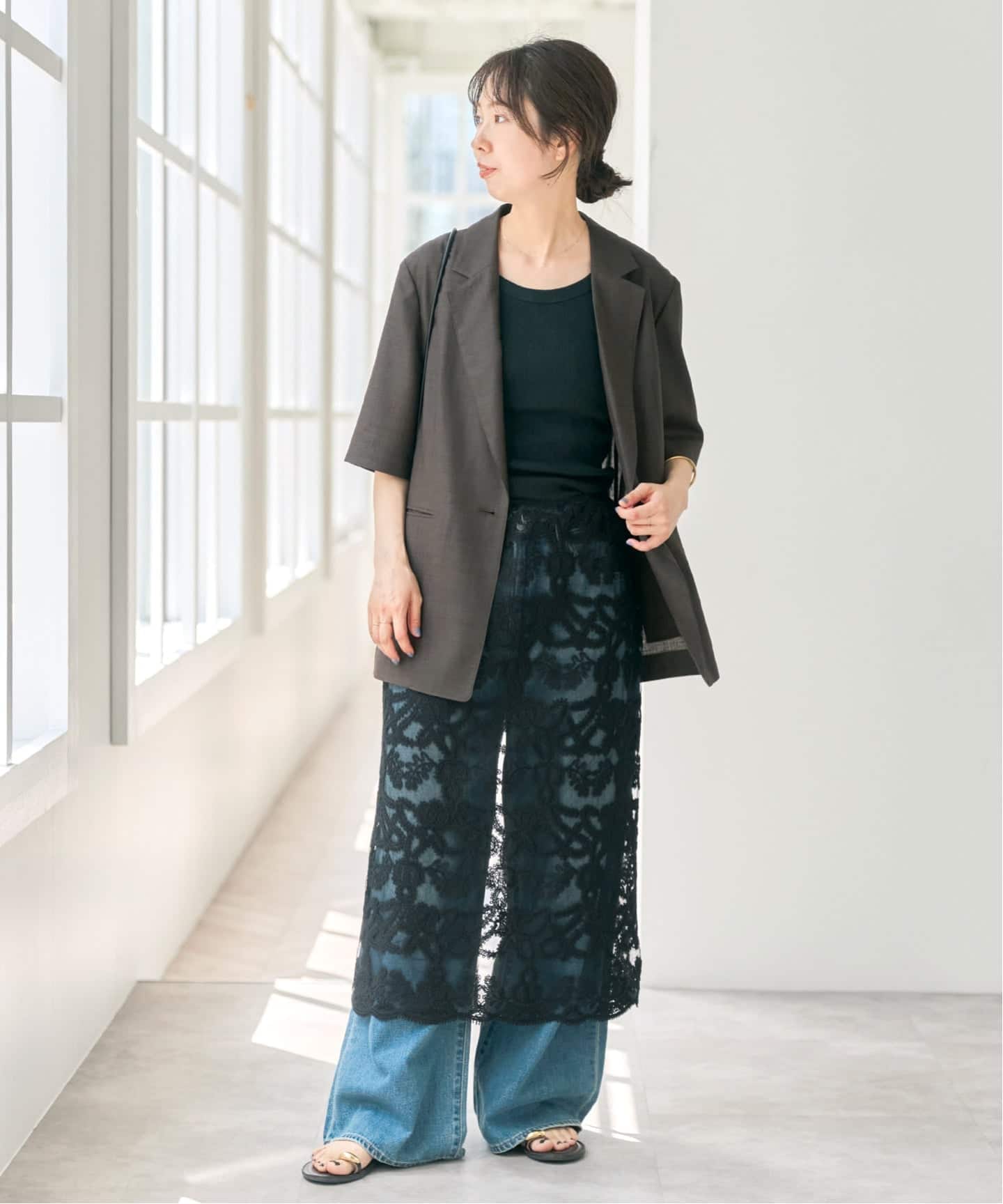 Spick and Span コードエンブロイダリーチュールレイヤースカート 新色有り / 追加》コードエンブロイダリーチュールレイヤースカート
