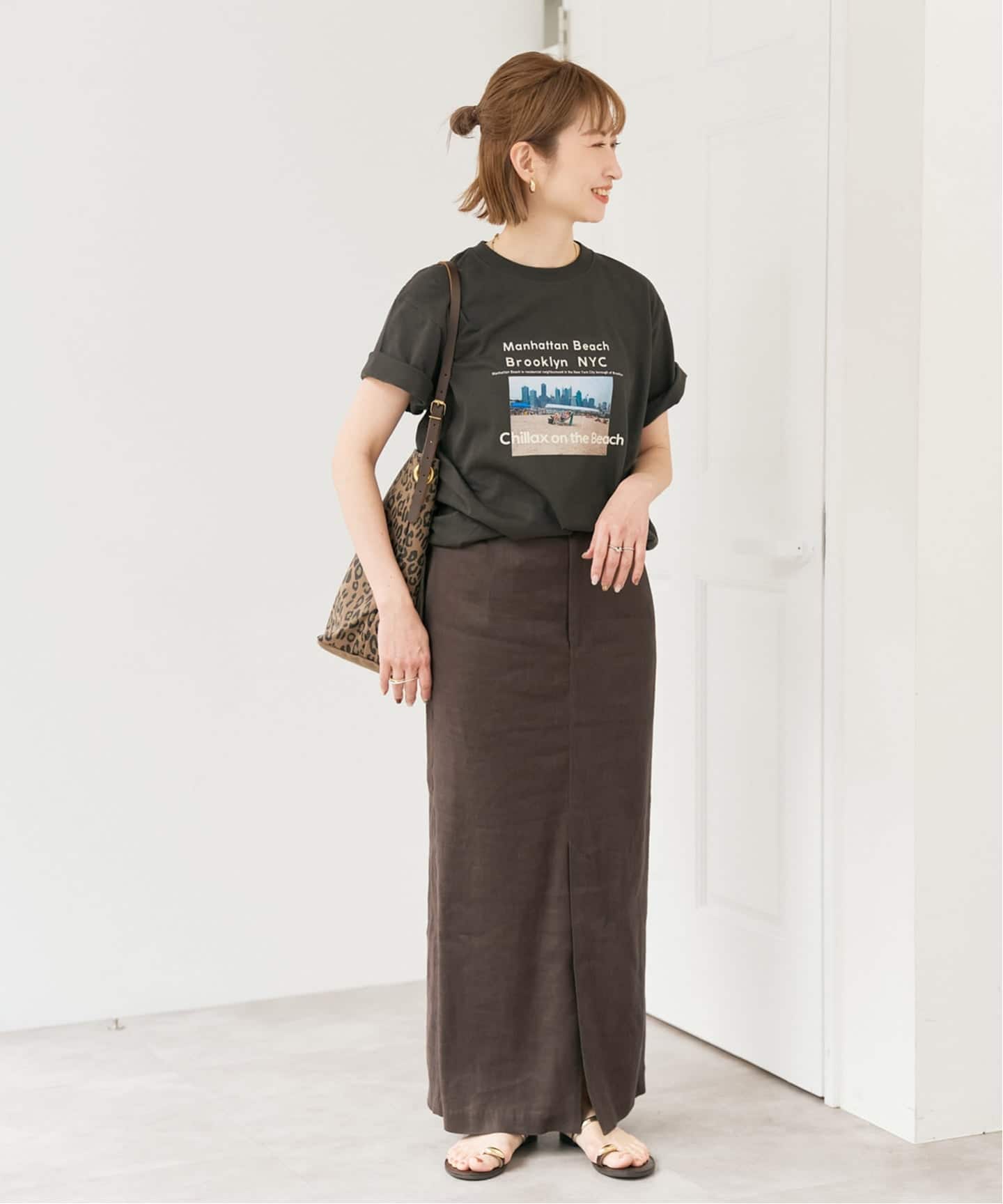 予約》リネンストレッチIラインスカート（ロング・マキシ丈スカート