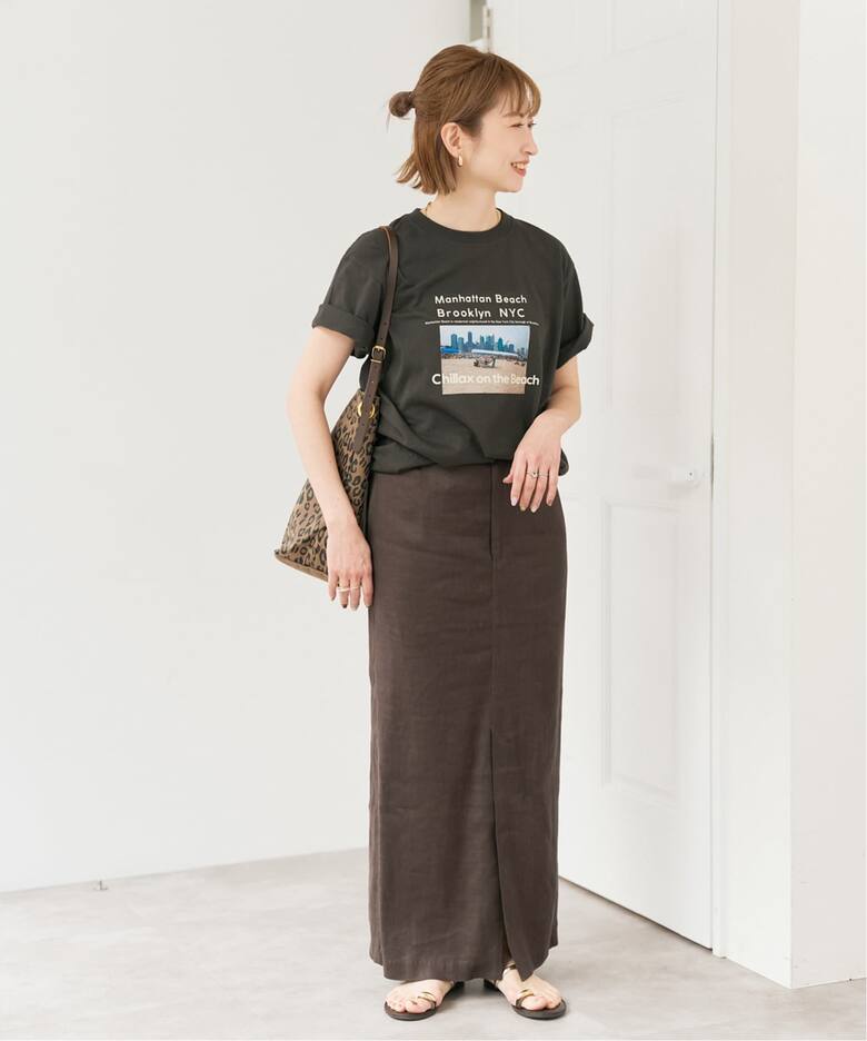 リネンストレッチIラインスカート（ロング・マキシ丈スカート）｜Spick 