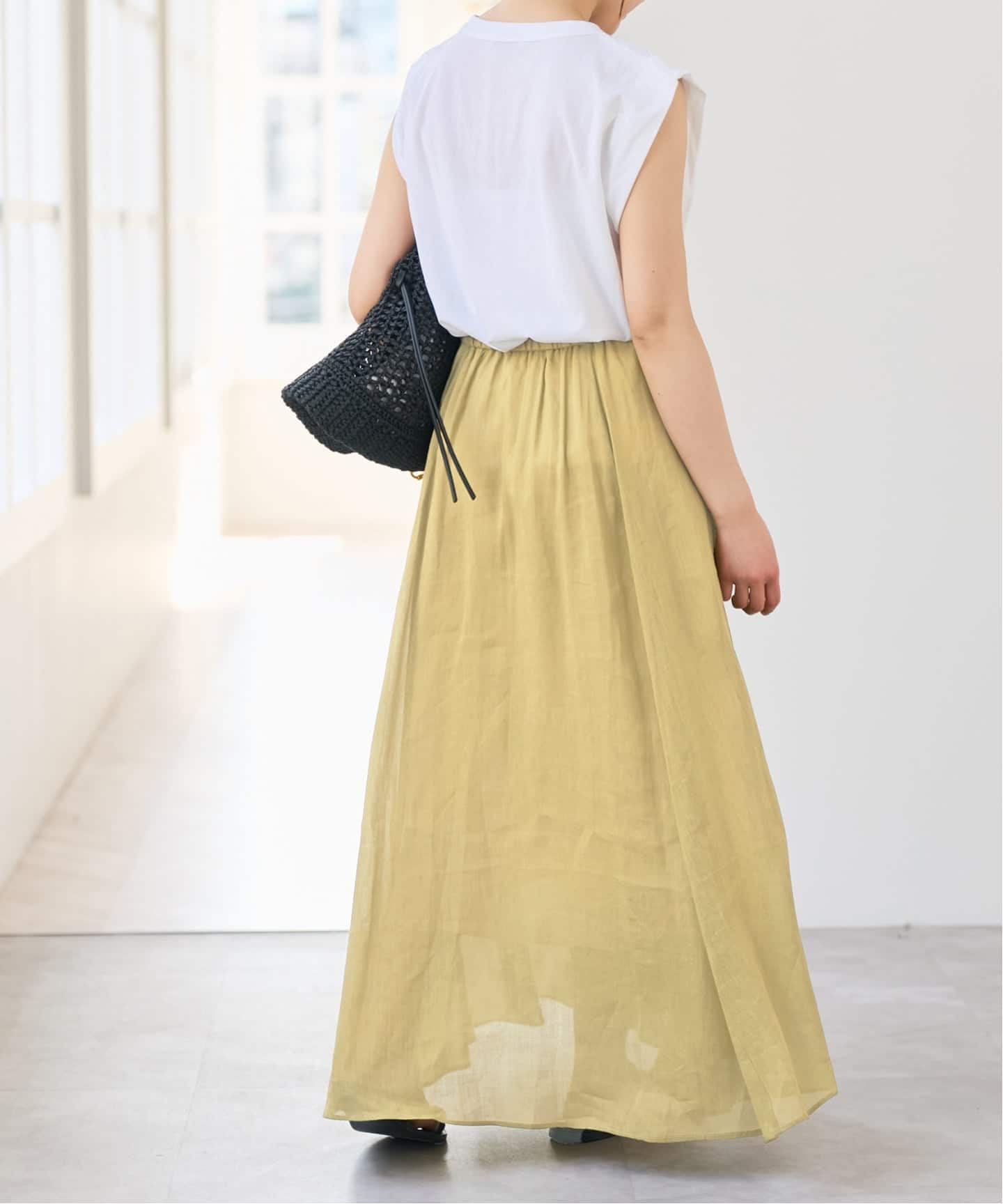 Spick&span ラミーブレンドギャザーフレアスカート36 セットアップ可》ラミーブレンドギャザーフレアスカート（ロング