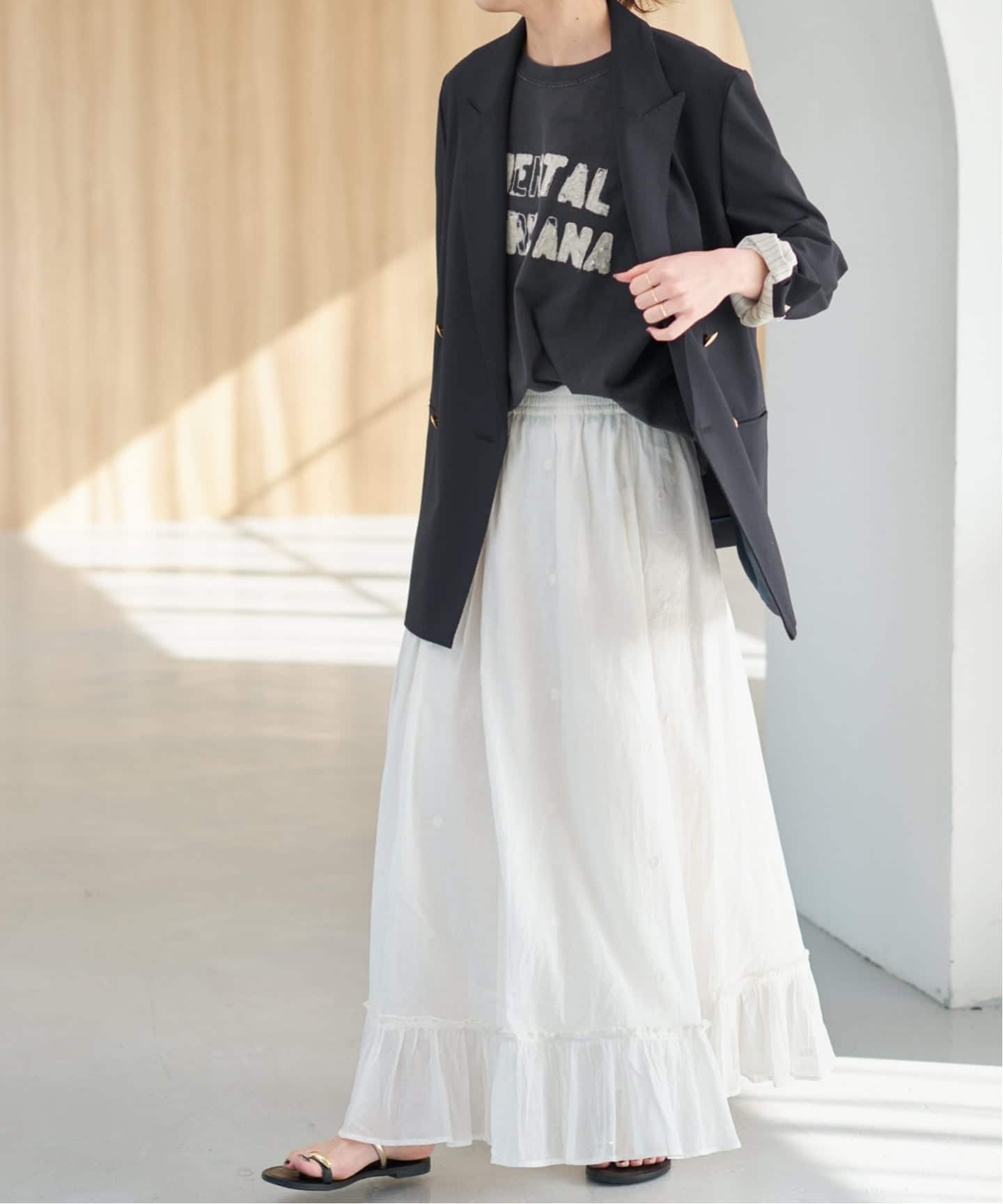 一部店舗+WEB限定予約》ドットエンブロイダリースカート（ロング