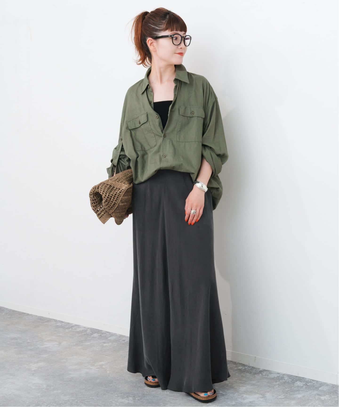 新色有り / 追加》ウォッシャブルキュプラフレアスカート（ロング