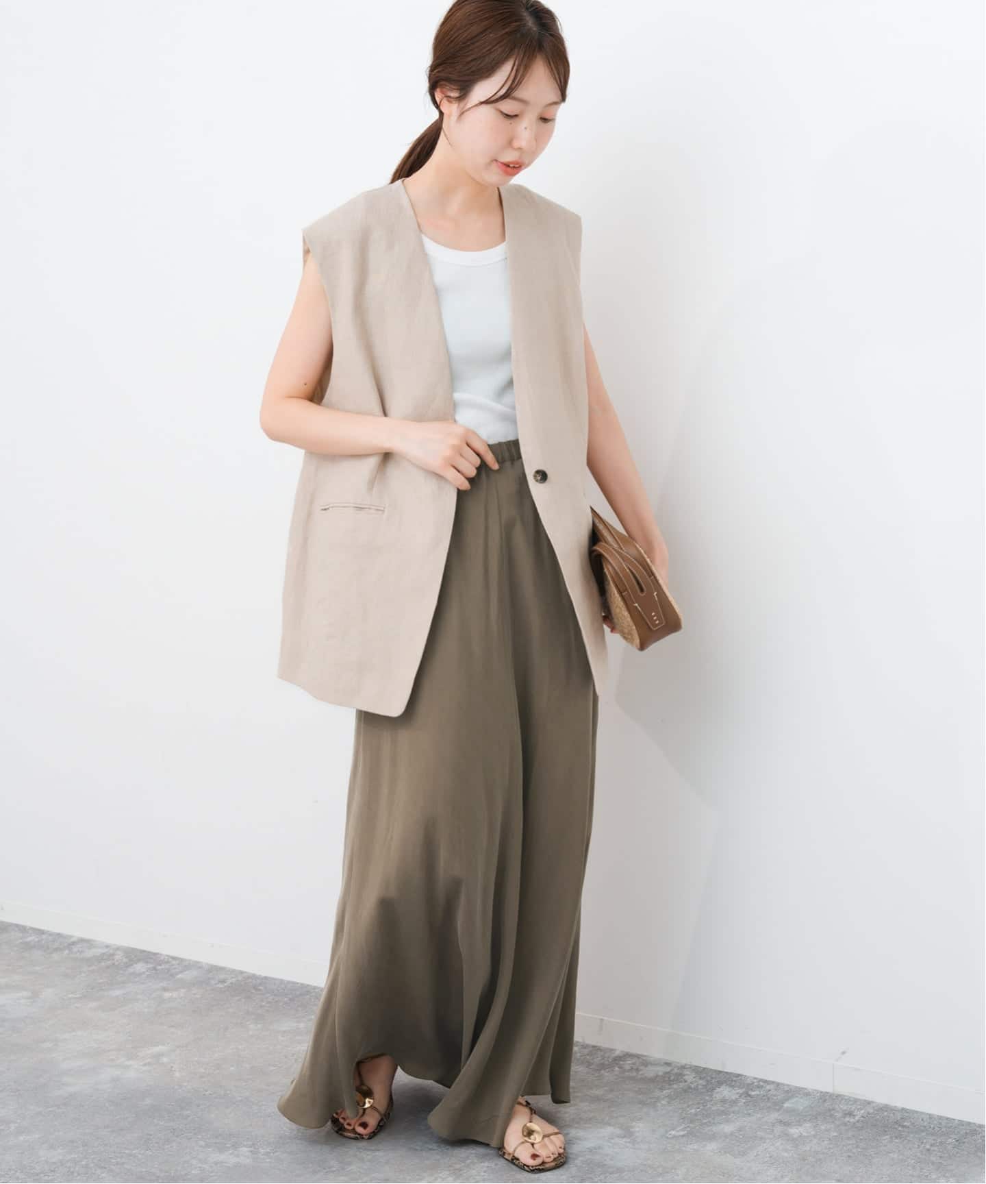 ウォッシャブルキュプラフレアスカート　ベージュ 新色有り / 追加予約》ウォッシャブルキュプラフレアスカート（ロング