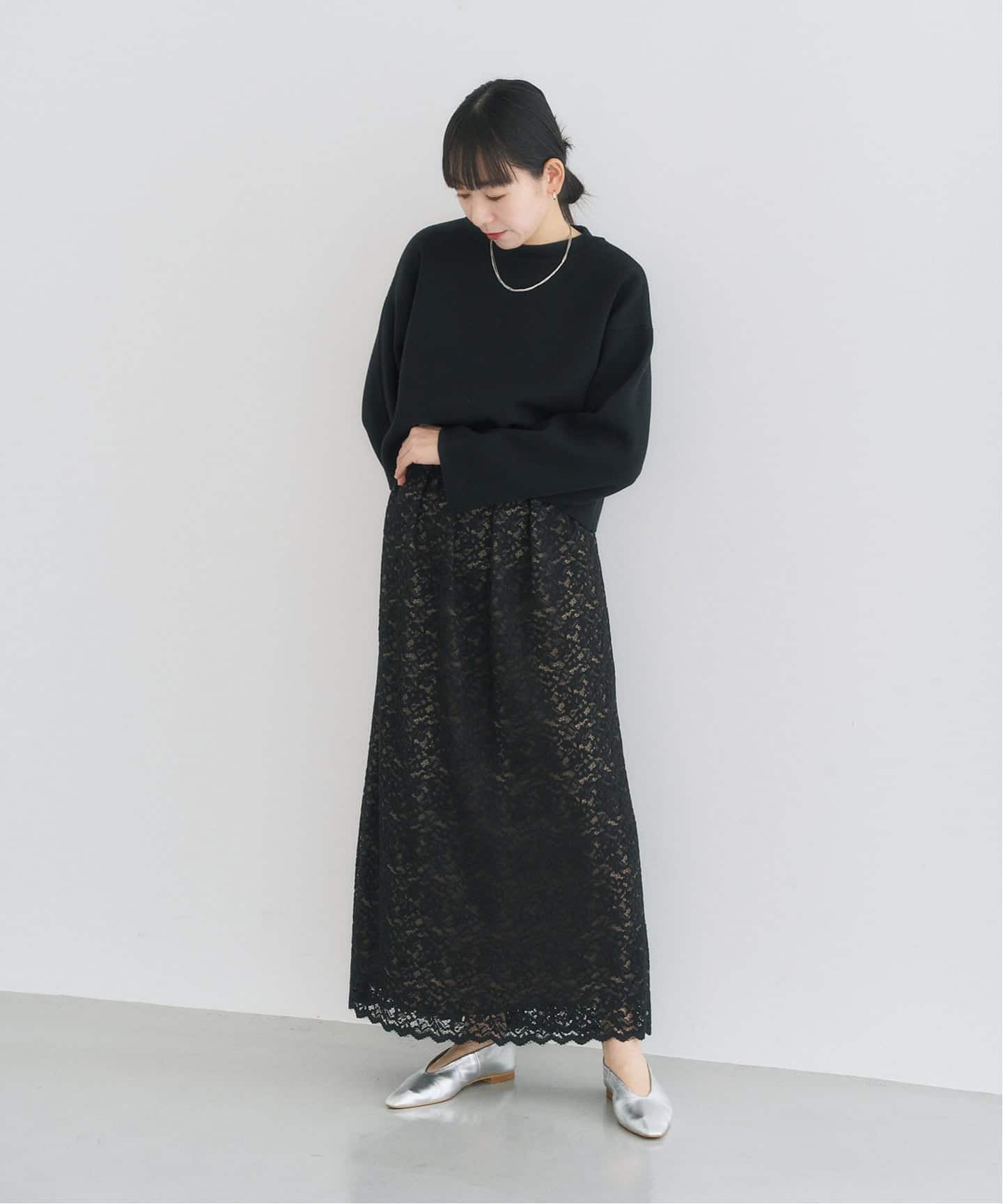 レースコクーンスカート（ロング・マキシ丈スカート）｜HARDY NOIR