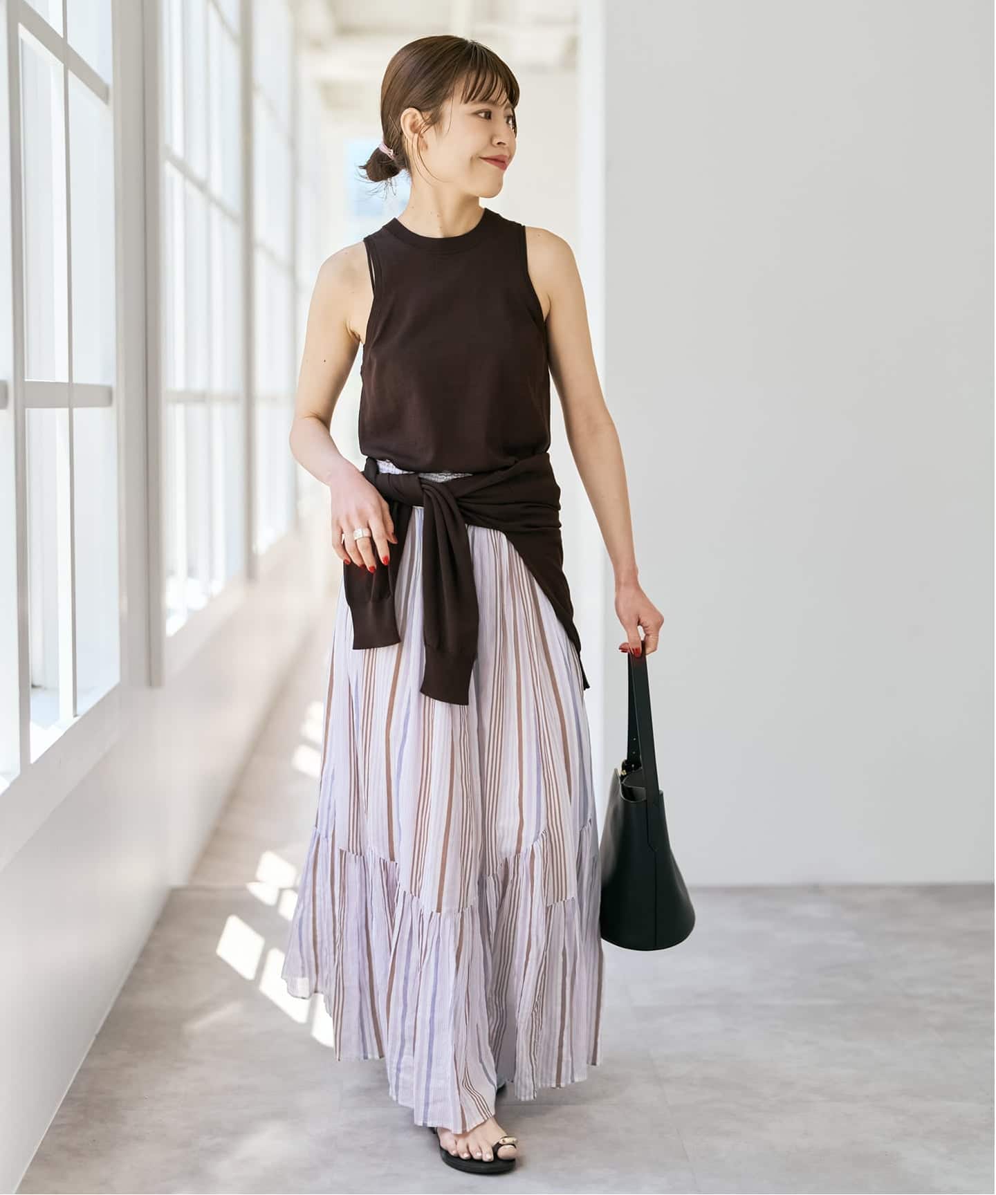 別注カラー有 / 予約》ne Quittez pas CottonVoile StripeSlant Panel