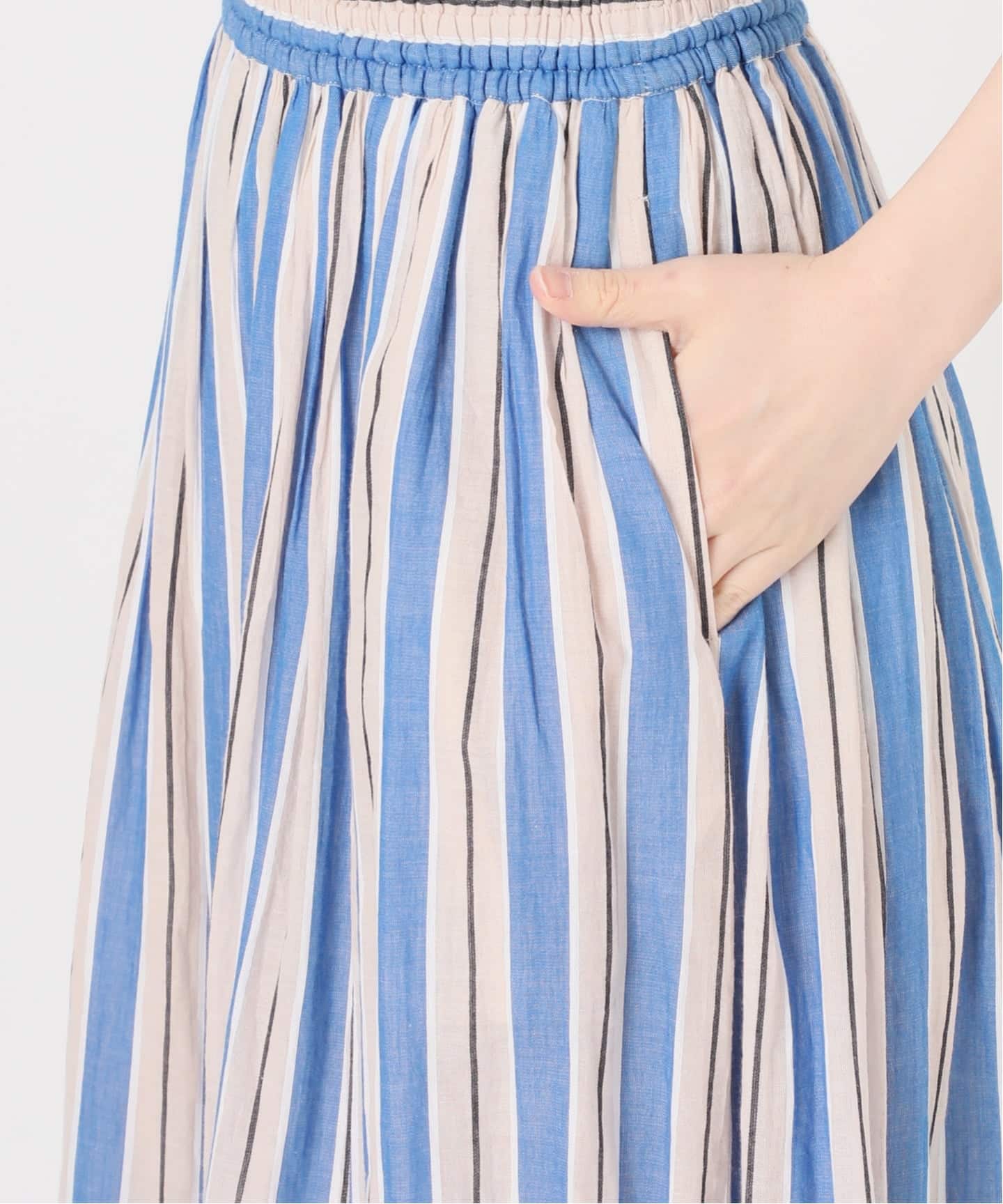 別注カラー有》ne Quittez pas CottonVoile StripeSlant Panel Skirt