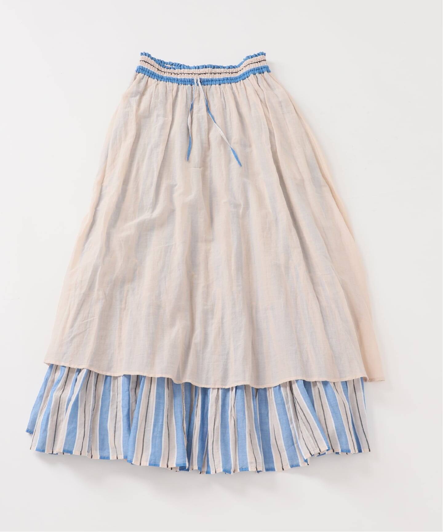 別注カラー有》ne Quittez pas CottonVoile StripeSlant Panel Skirt