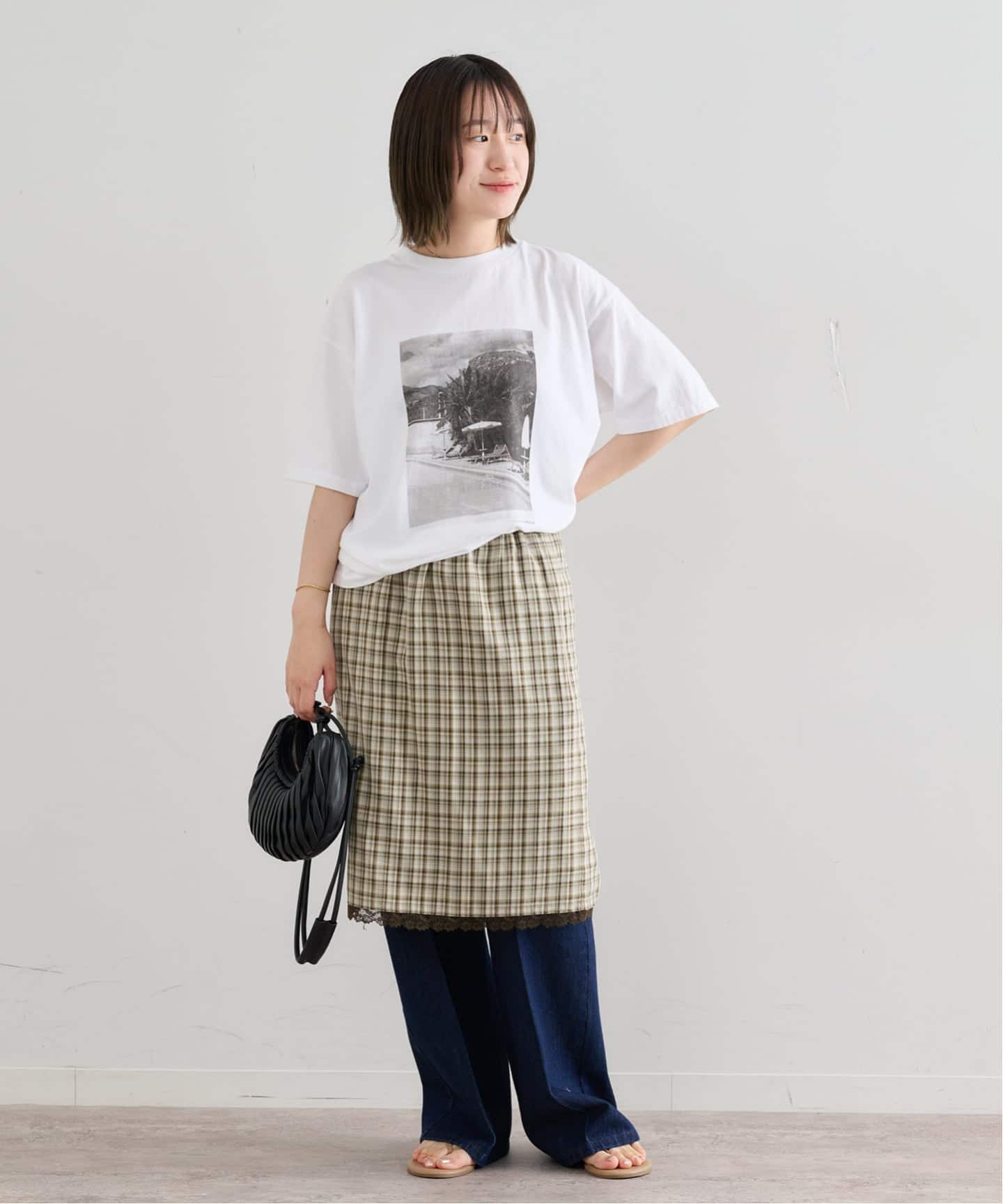 Atelier Edition/アトリエ エディション EMBROIDERED LACE CHECK SKIRT
