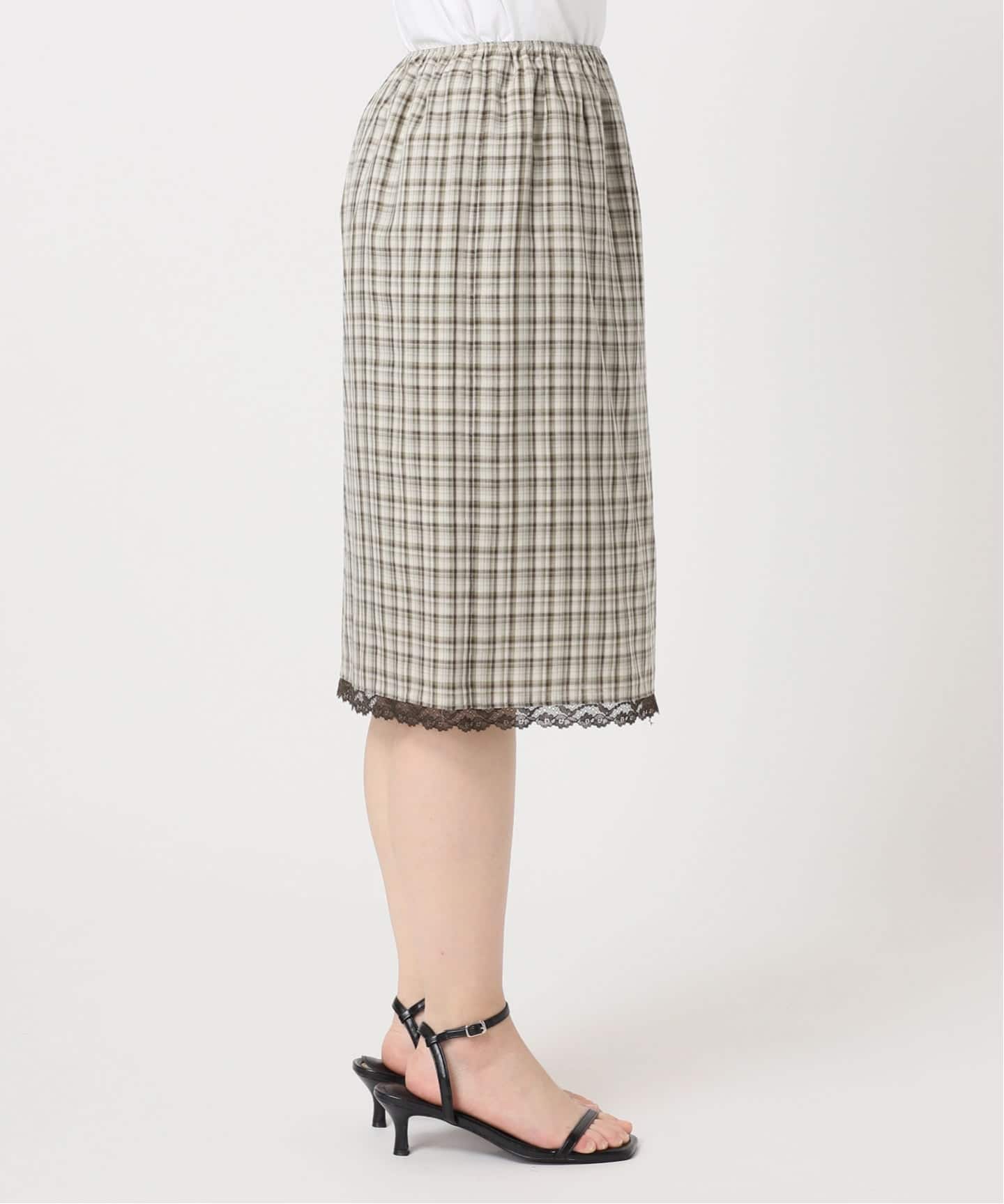 Atelier Edition/アトリエ エディション EMBROIDERED LACE CHECK SKIRT