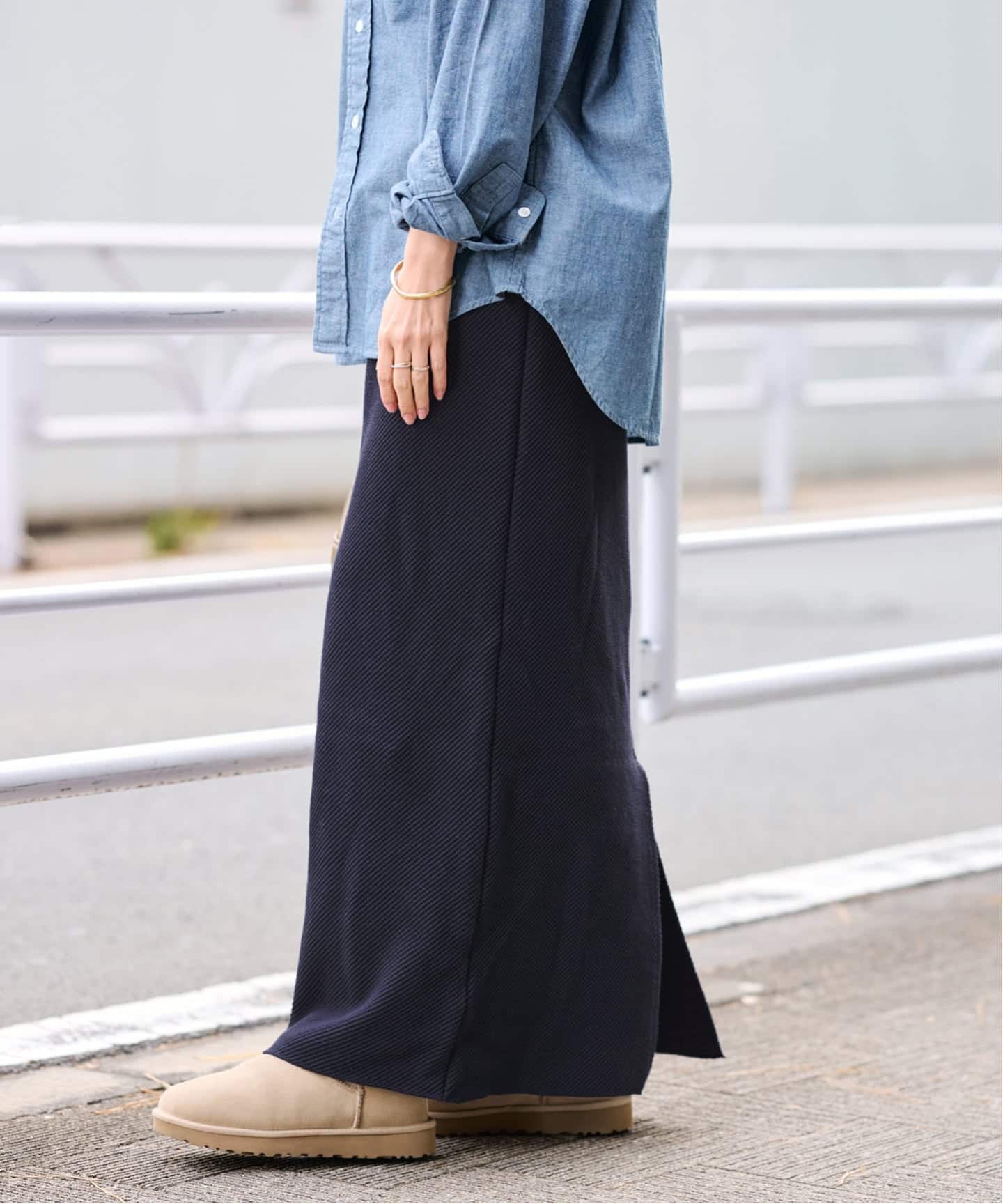 ≪追加≫ワッフルストレートスカート（ロング・マキシ丈スカート