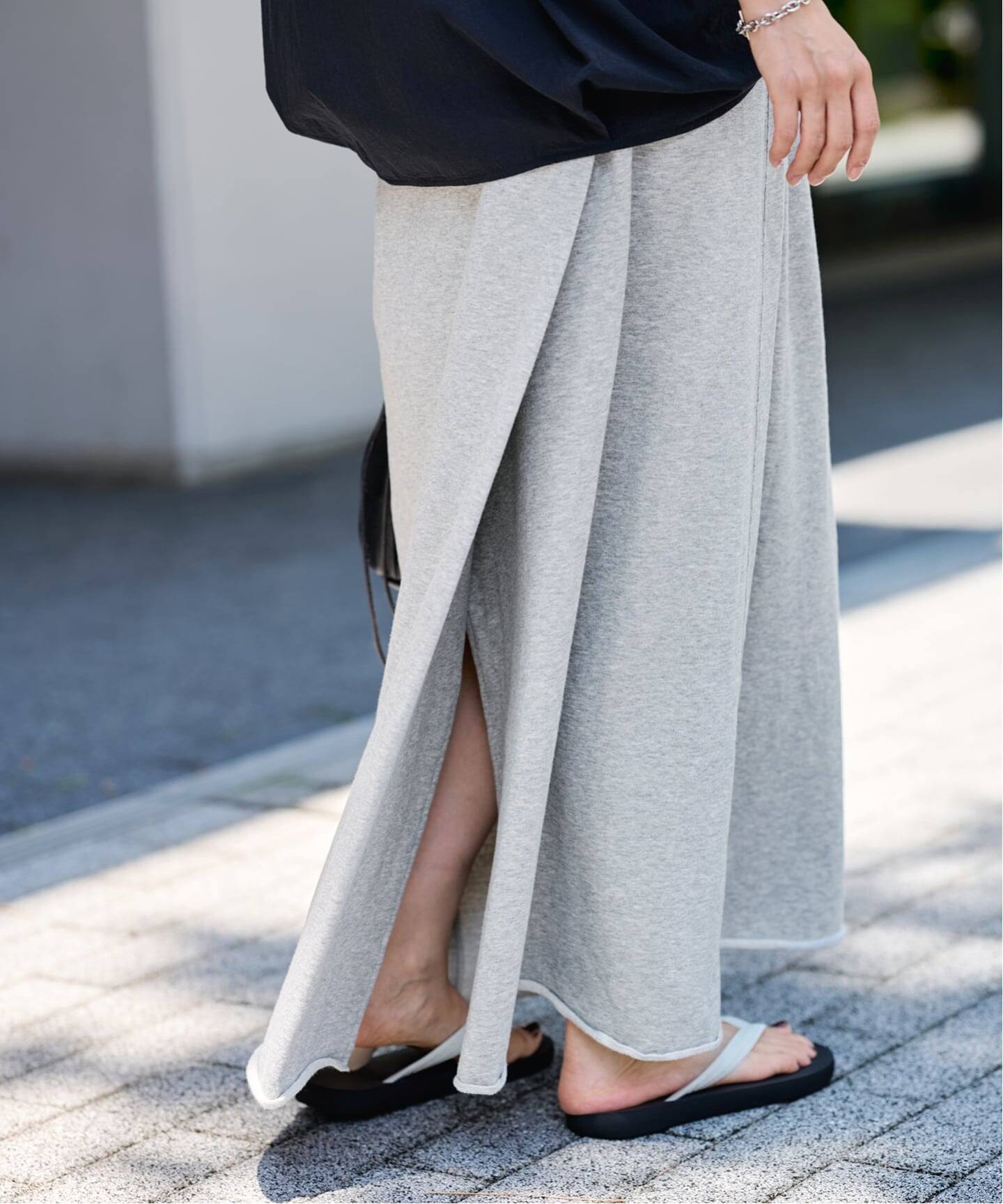 ミニ裏毛タックフレアースカート（ロング・マキシ丈スカート