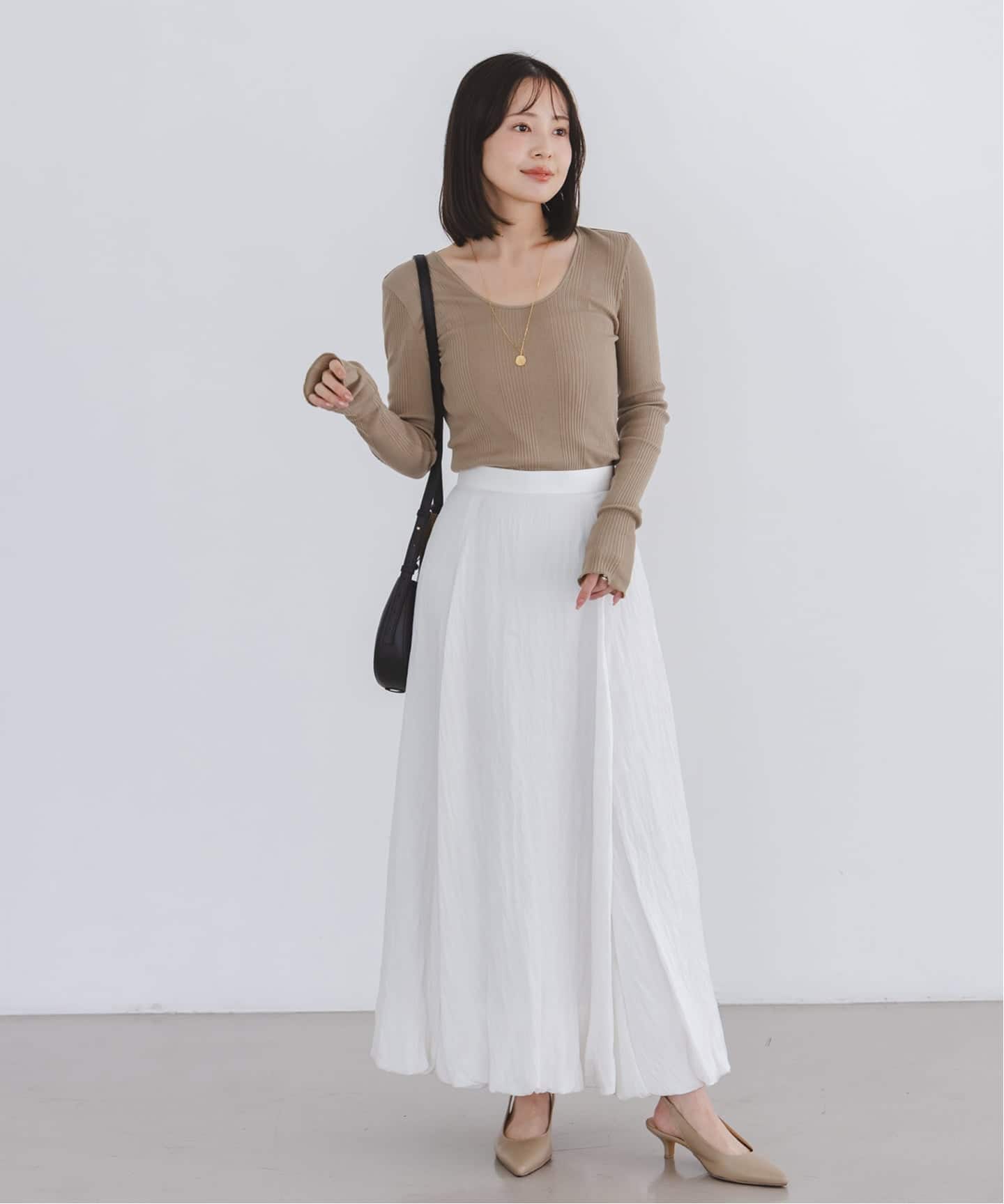 NOBLE ノーブル メタルタイプライターバルーンスカート ホワイト Noble（ノーブル）の「シアーバルーンスカート◇（スカート）」 - WEAR