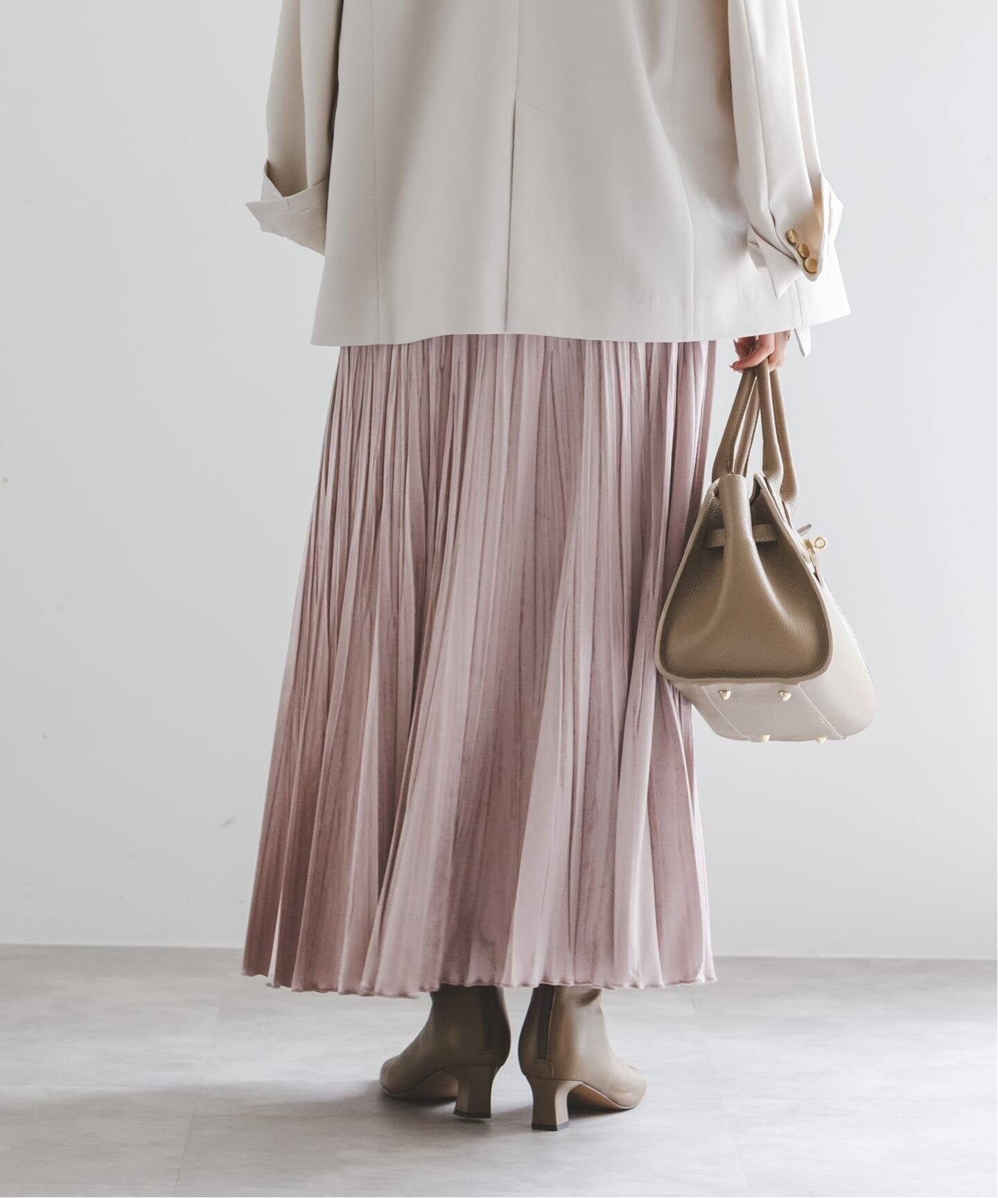 美品 Deuxieme Classe プリーツスカート ブラウン フリーサイズ 予約・セットアップ対応》クラッシュベロアプリーツスカート（ロング