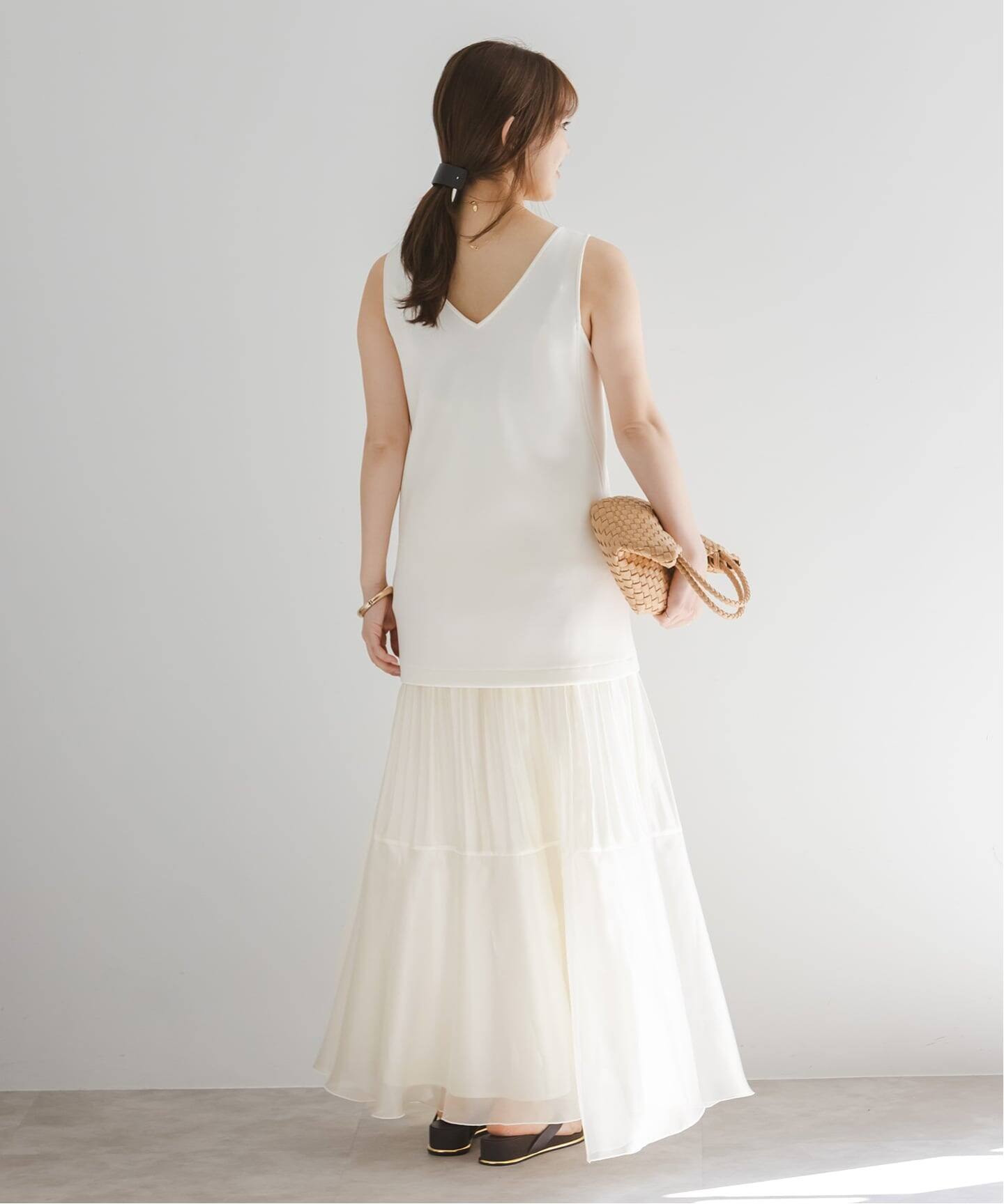 LOEFF オーガンジー ロングスカート LOEFF（ロエフ）の「＜LOEFF＞バックスリット オーガンジー スカート