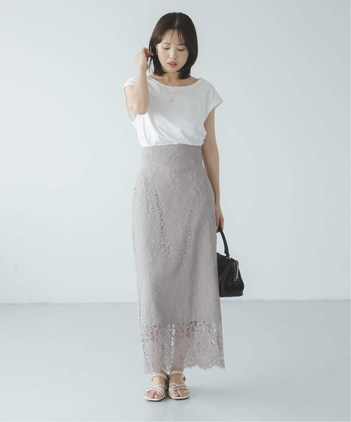 WEB＆一部店舗限定・追加》リバーレースIラインスカート（ロング