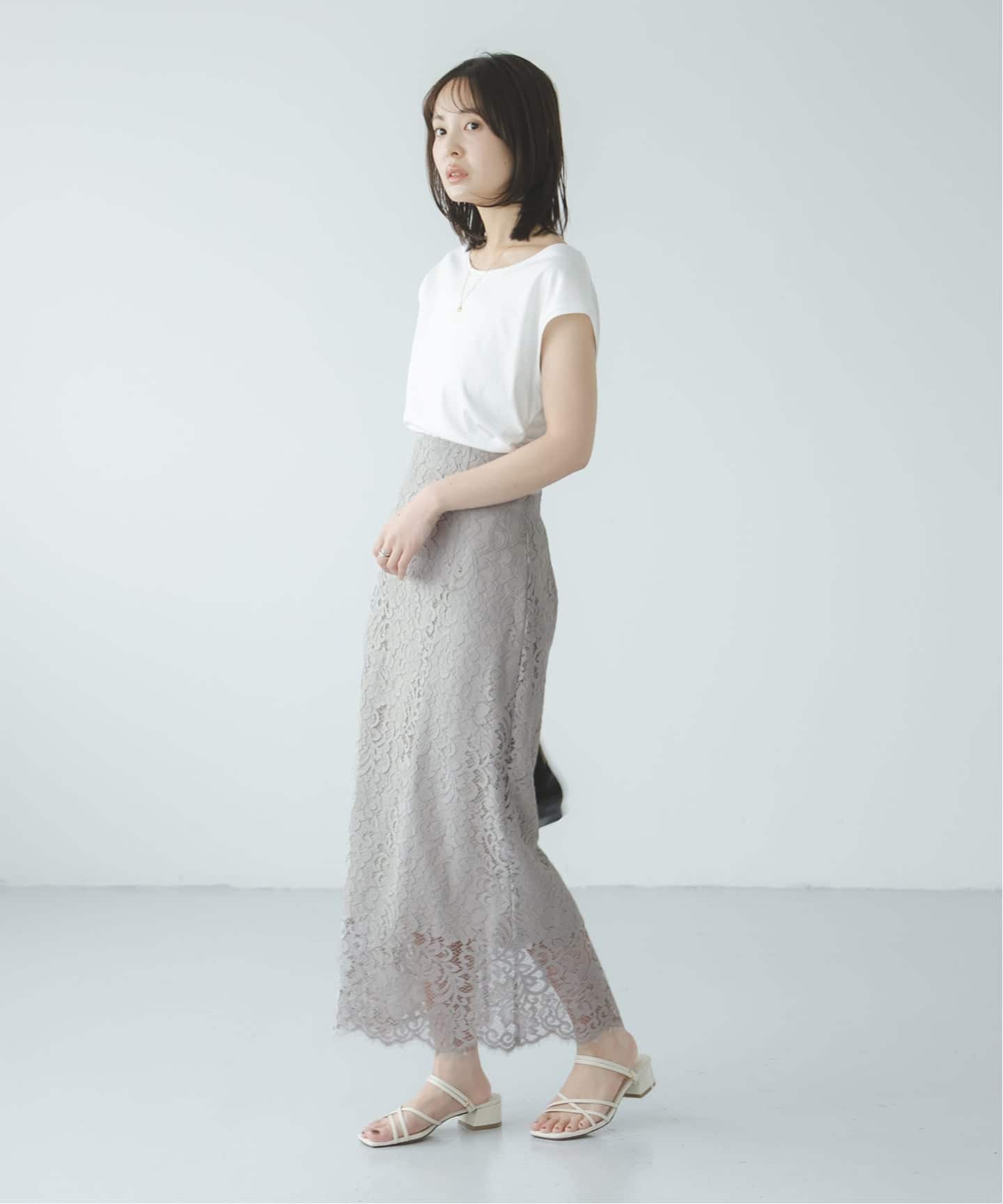 WEB＆一部店舗限定・追加》リバーレースIラインスカート（ロング