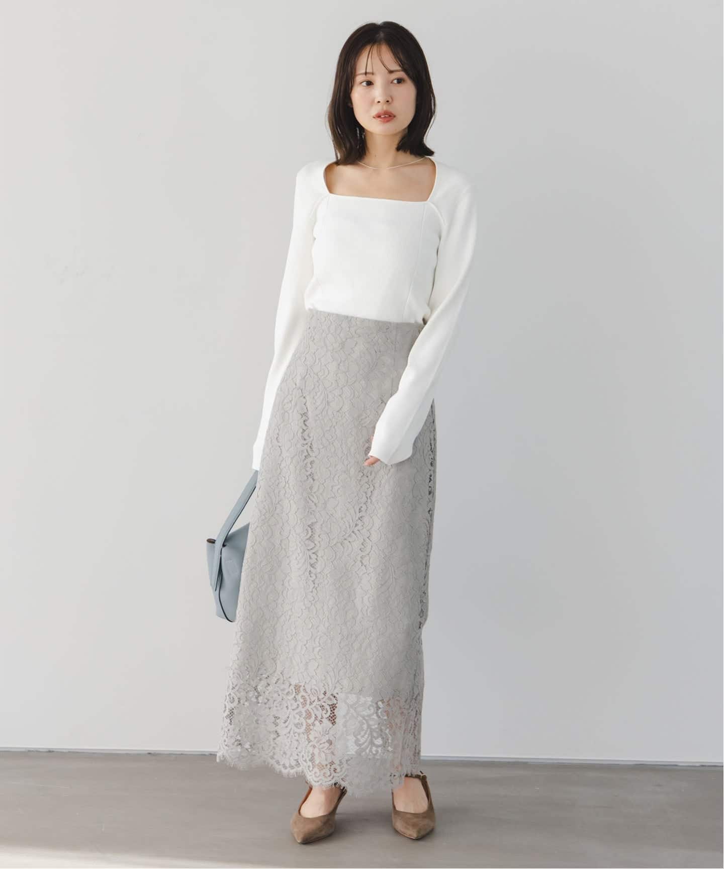 追加予約》リバーレースIラインスカート（ロング・マキシ丈スカート