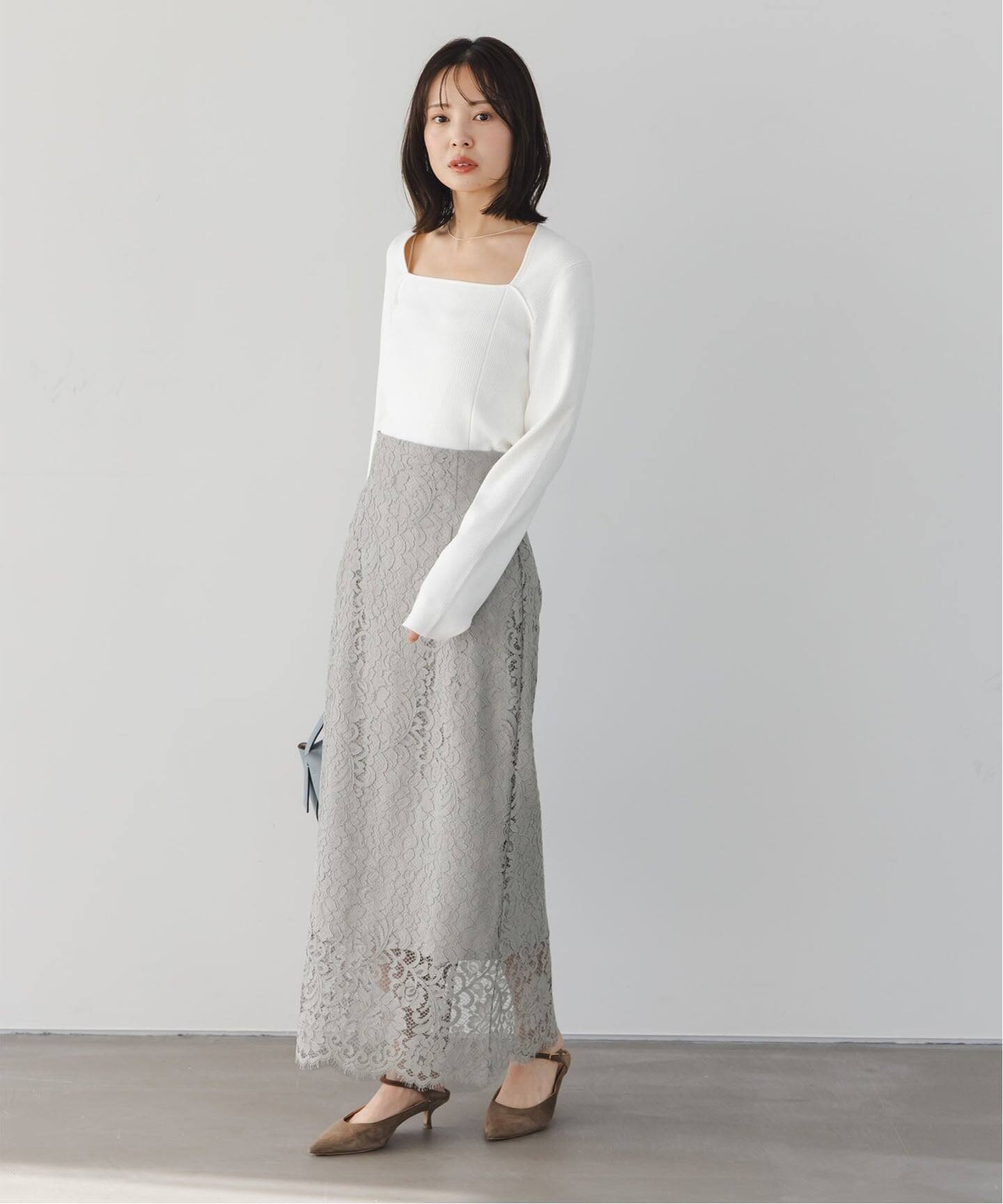 【専用】noble リバーレース ラインスカート　38 WEB＆一部店舗限定・追加》リバーレースIラインスカート（ロング