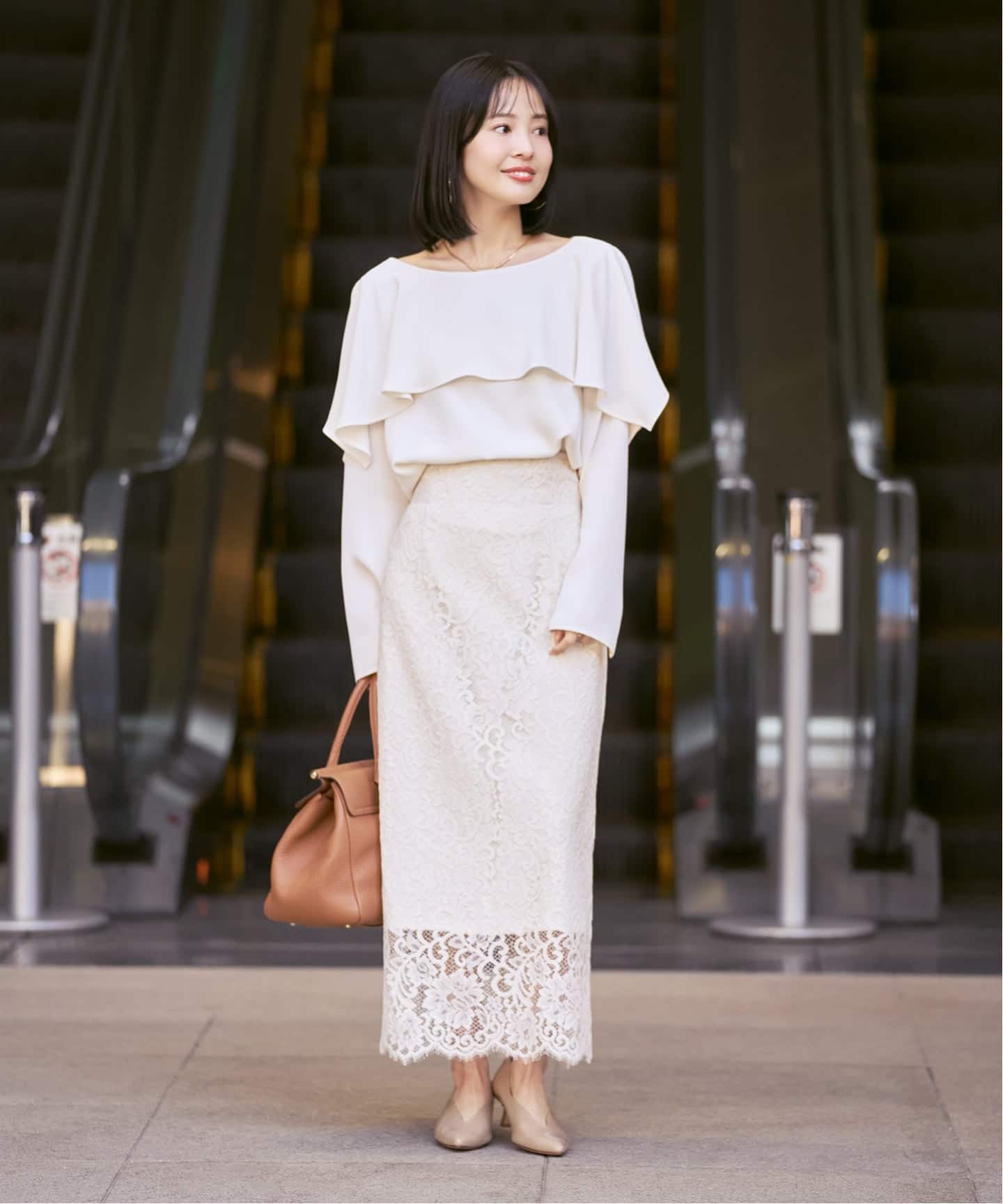 【専用】noble リバーレース ラインスカート　38 WEB＆一部店舗限定・追加》リバーレースIラインスカート（ロング