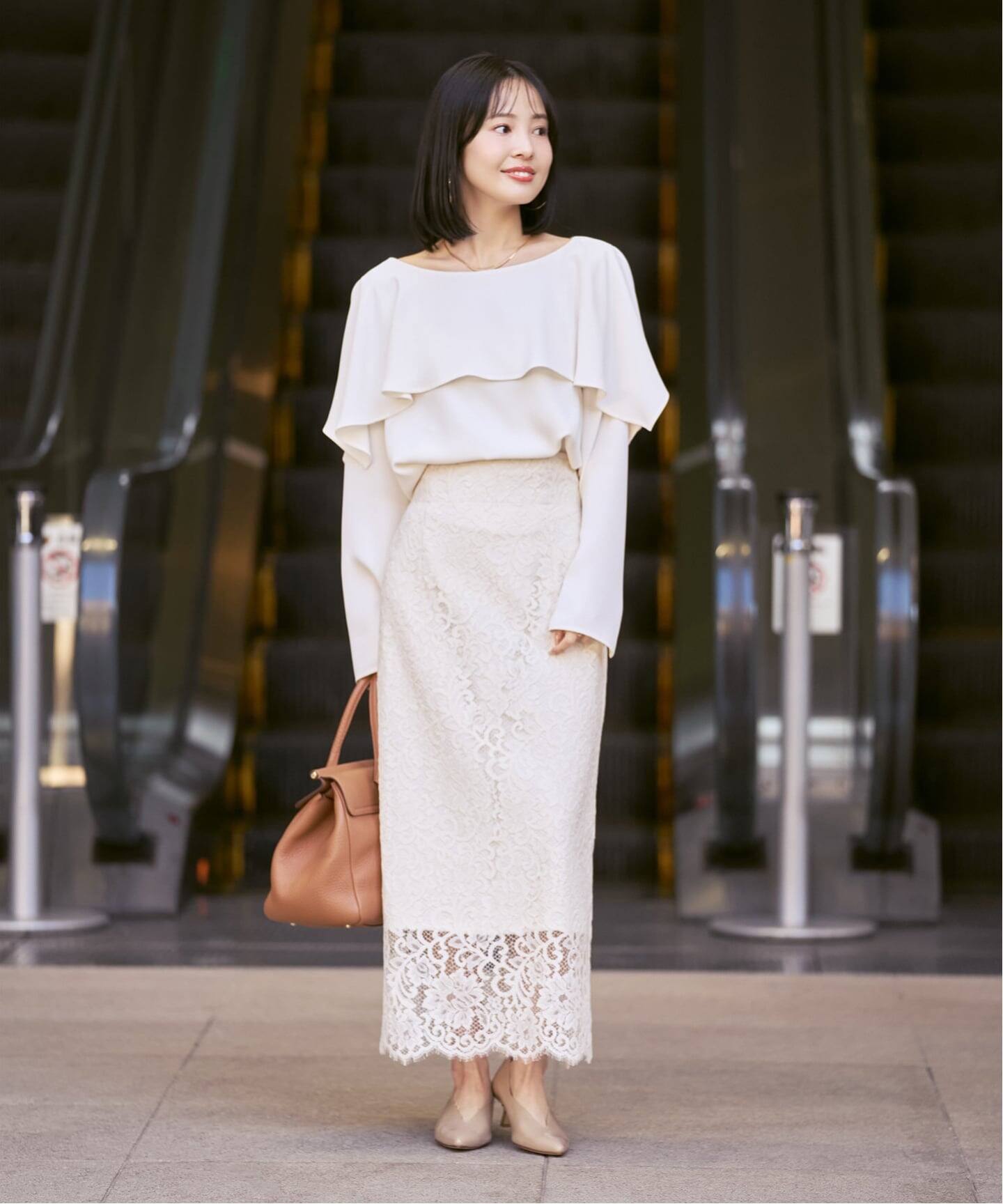 WEB＆一部店舗限定・追加》リバーレースIラインスカート（ロング