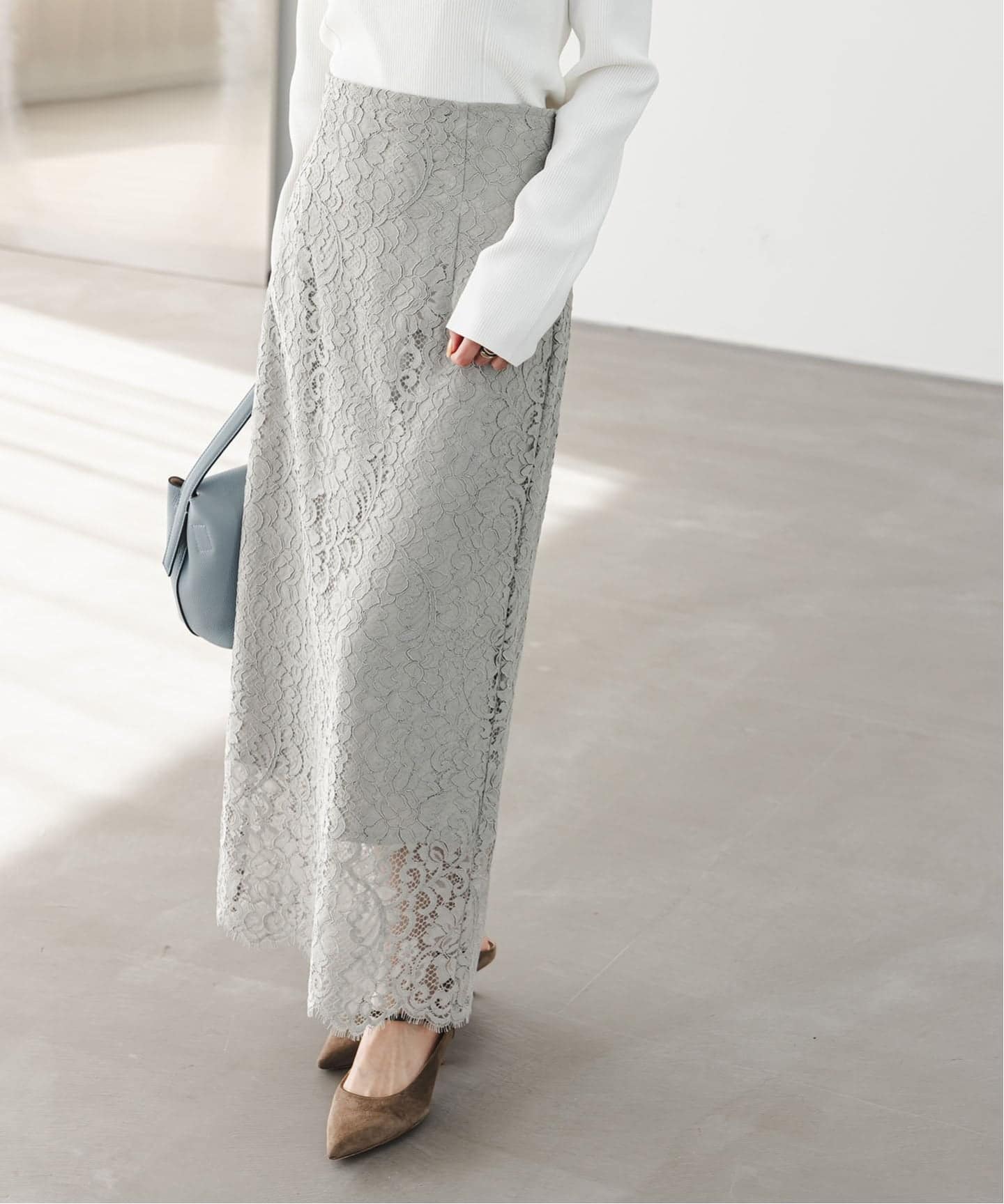 追加予約》リバーレースIラインスカート（ロング・マキシ丈スカート