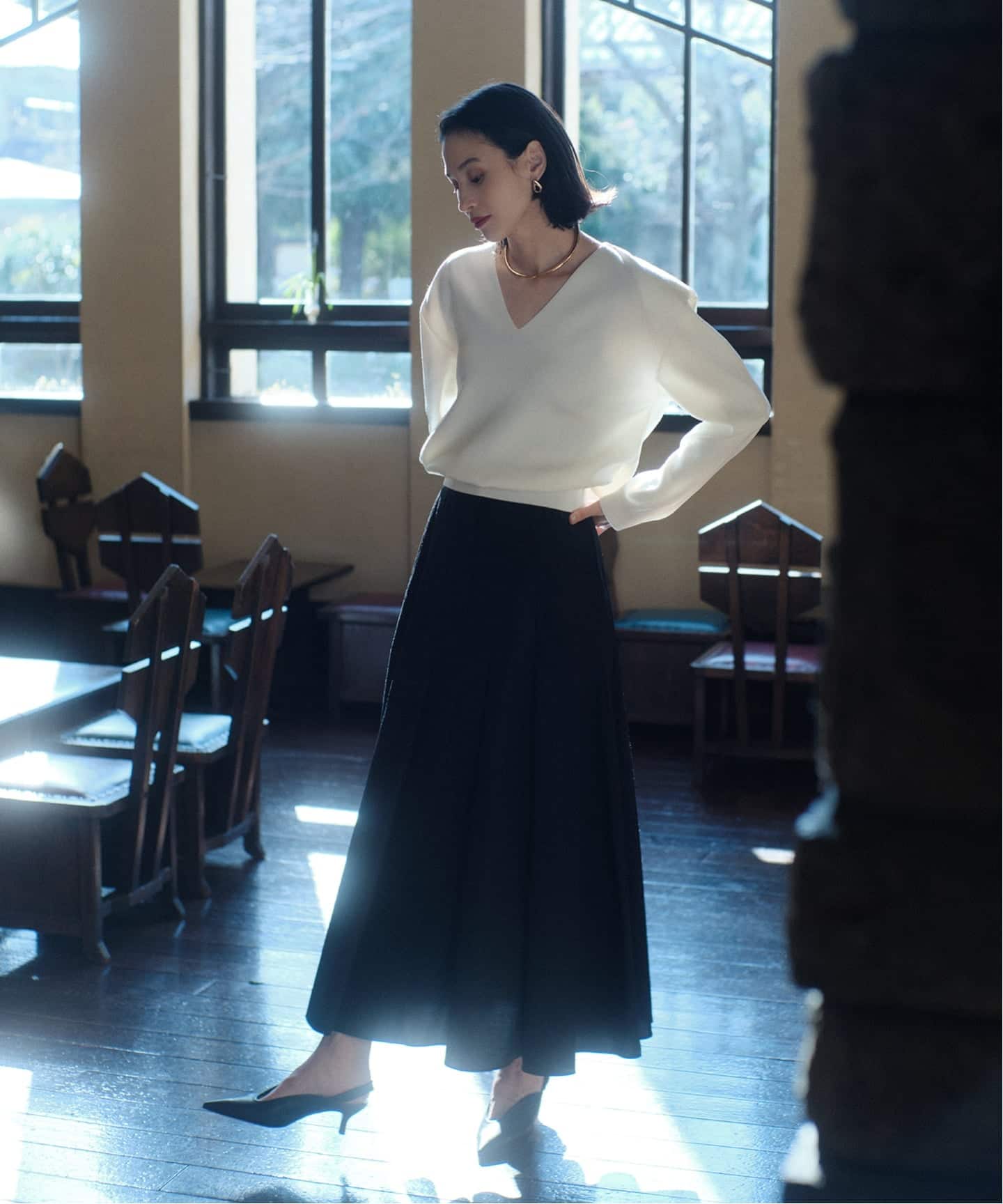 極美品 24SS 完売品✨タフタドロストロングスカート ナイロン 紺 38 洗える】ナイロンコットンタフタ フレアスカート