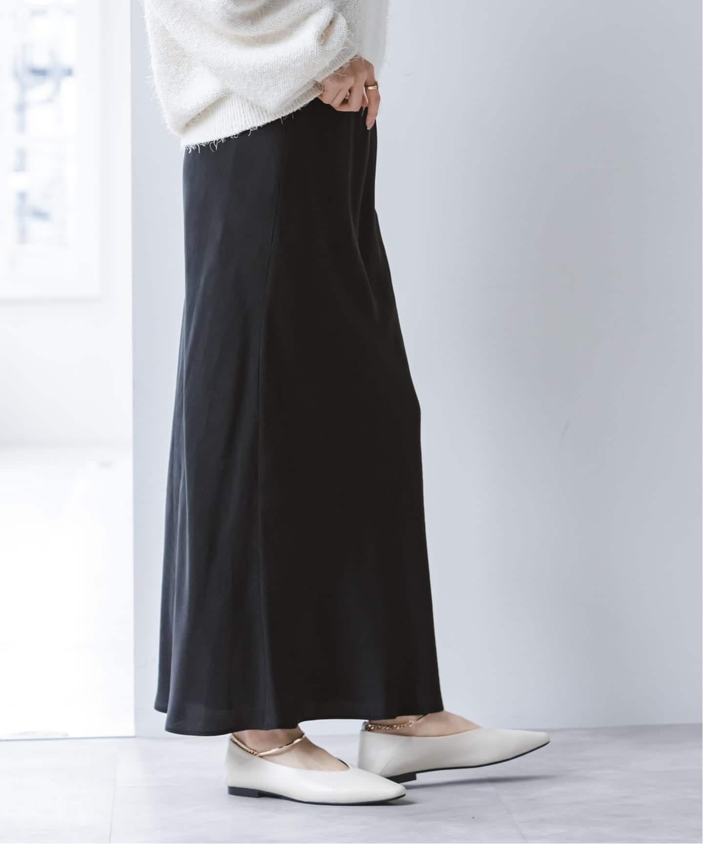 新色・追加》キュプラサテンナローAラインスカート（ロング・マキシ丈