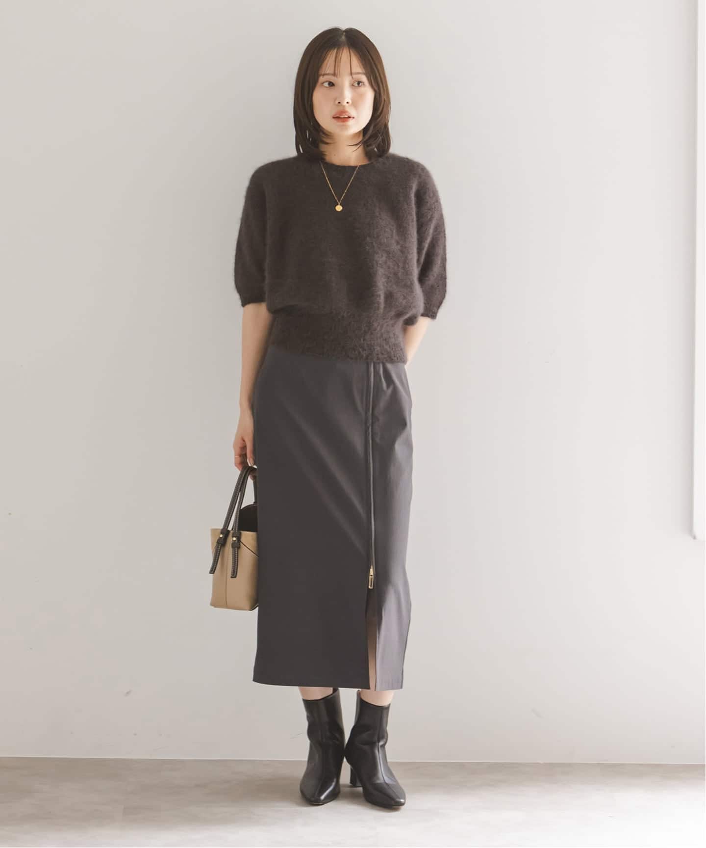 RyNyコンフォートストレッチサイドZIPスカート（ロング・マキシ丈
