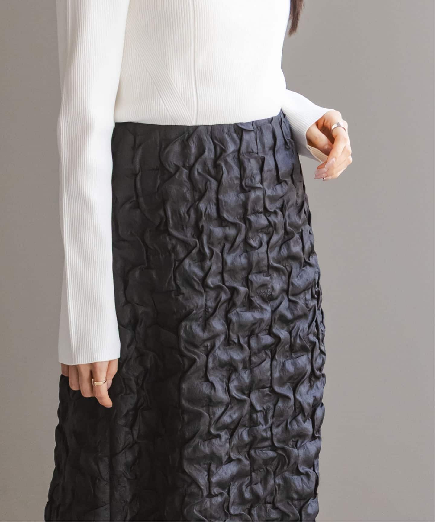 ランダムタックジャガードスカート（ロング・マキシ丈スカート
