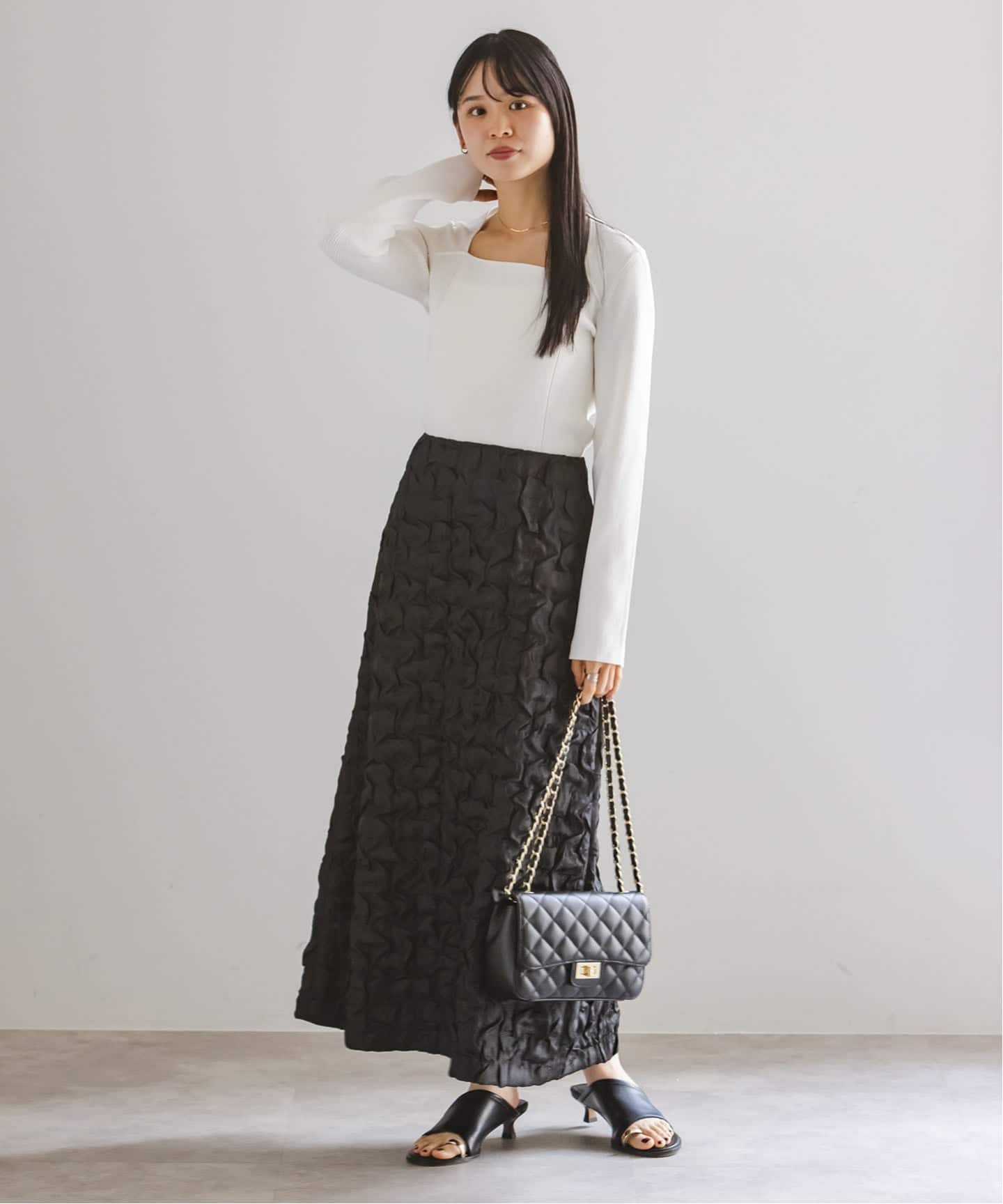 ランダムタックジャガードスカート（ロング・マキシ丈スカート