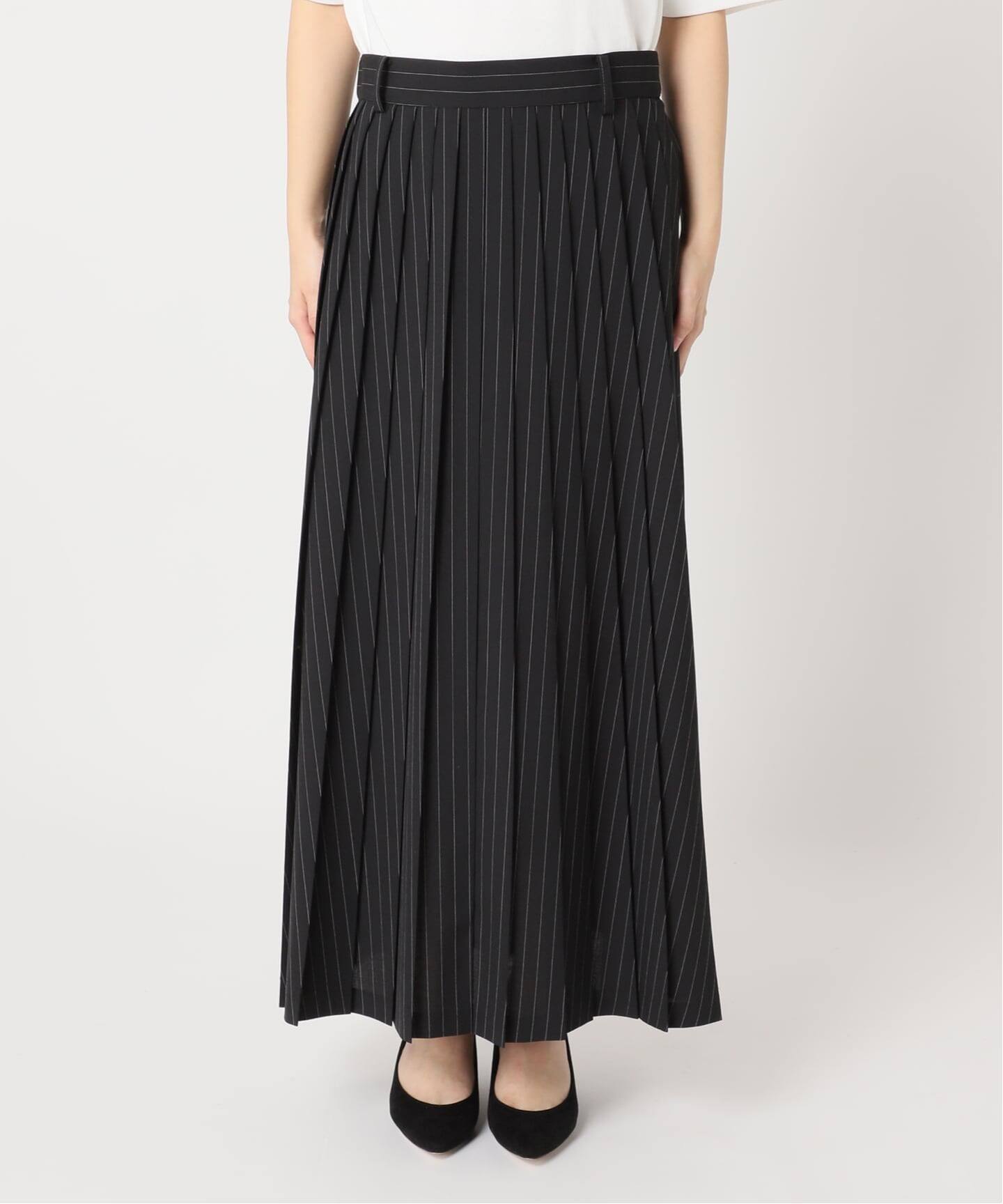 TWトロ/ストライプ プリーツスカート（ロング・マキシ丈スカート