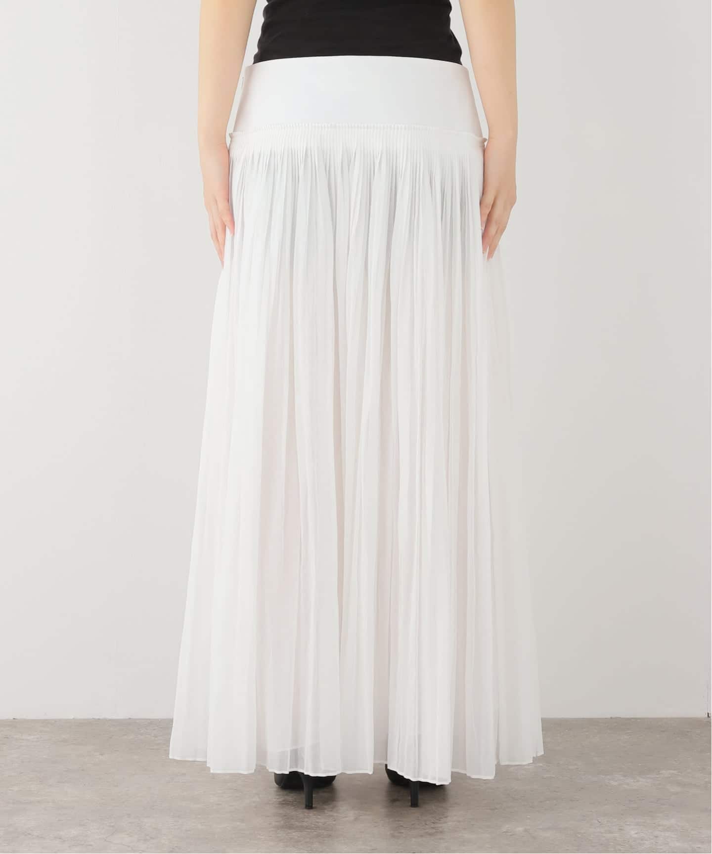 ROHE/ローエ Pleated cotton muslin skirt スカート（ロング・マキシ丈