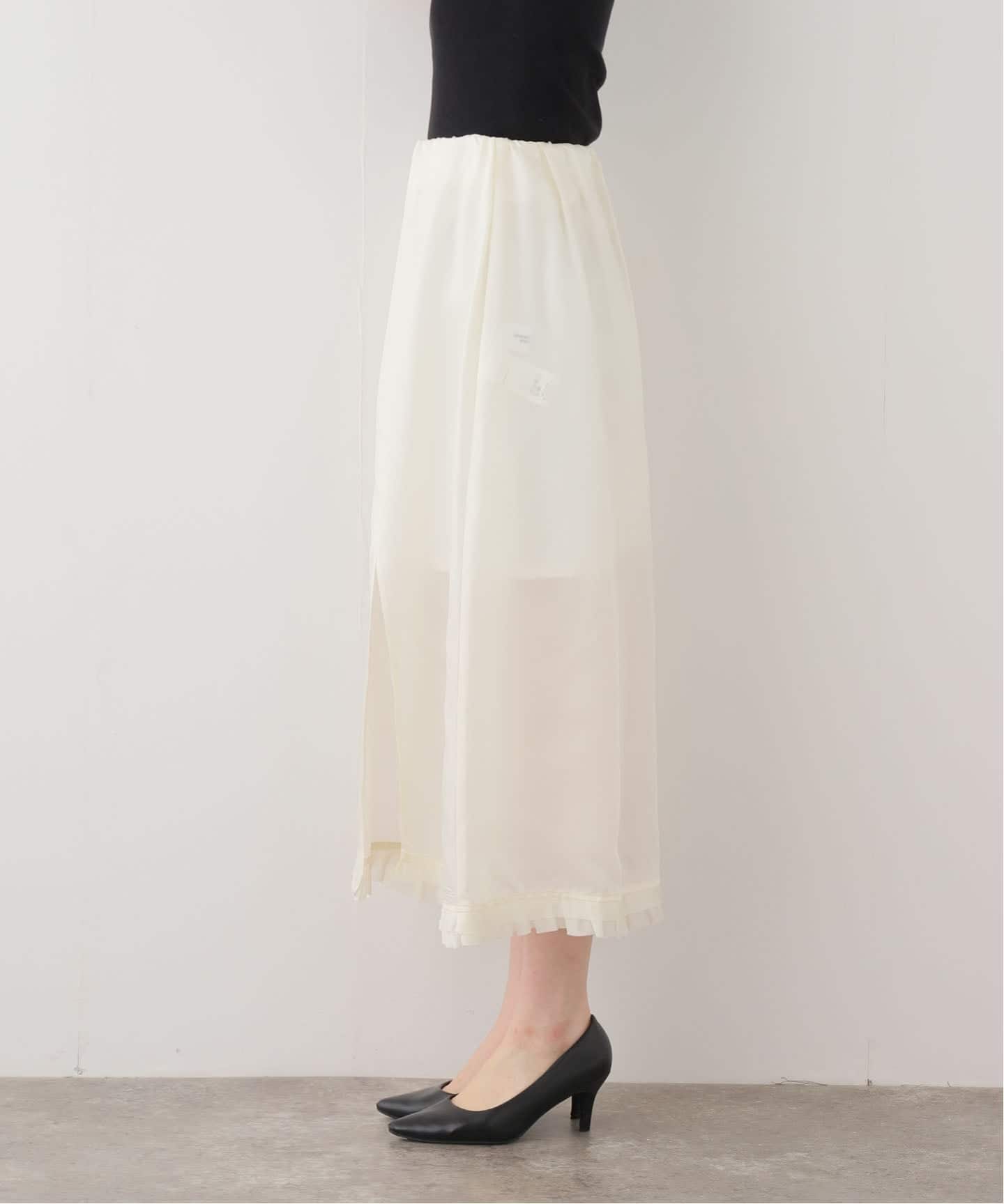 JANE SMITH/ジェーンスミス】WASHED CUPRO FRILL SLIT SKIRT：スカート