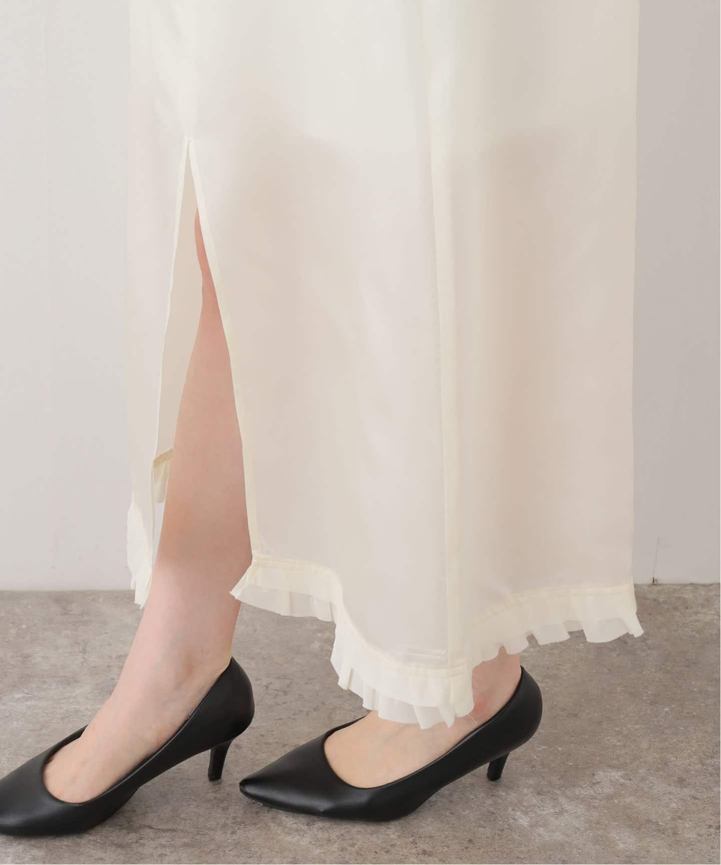 JANE SMITH/ジェーンスミス】WASHED CUPRO FRILL SLIT SKIRT：スカート