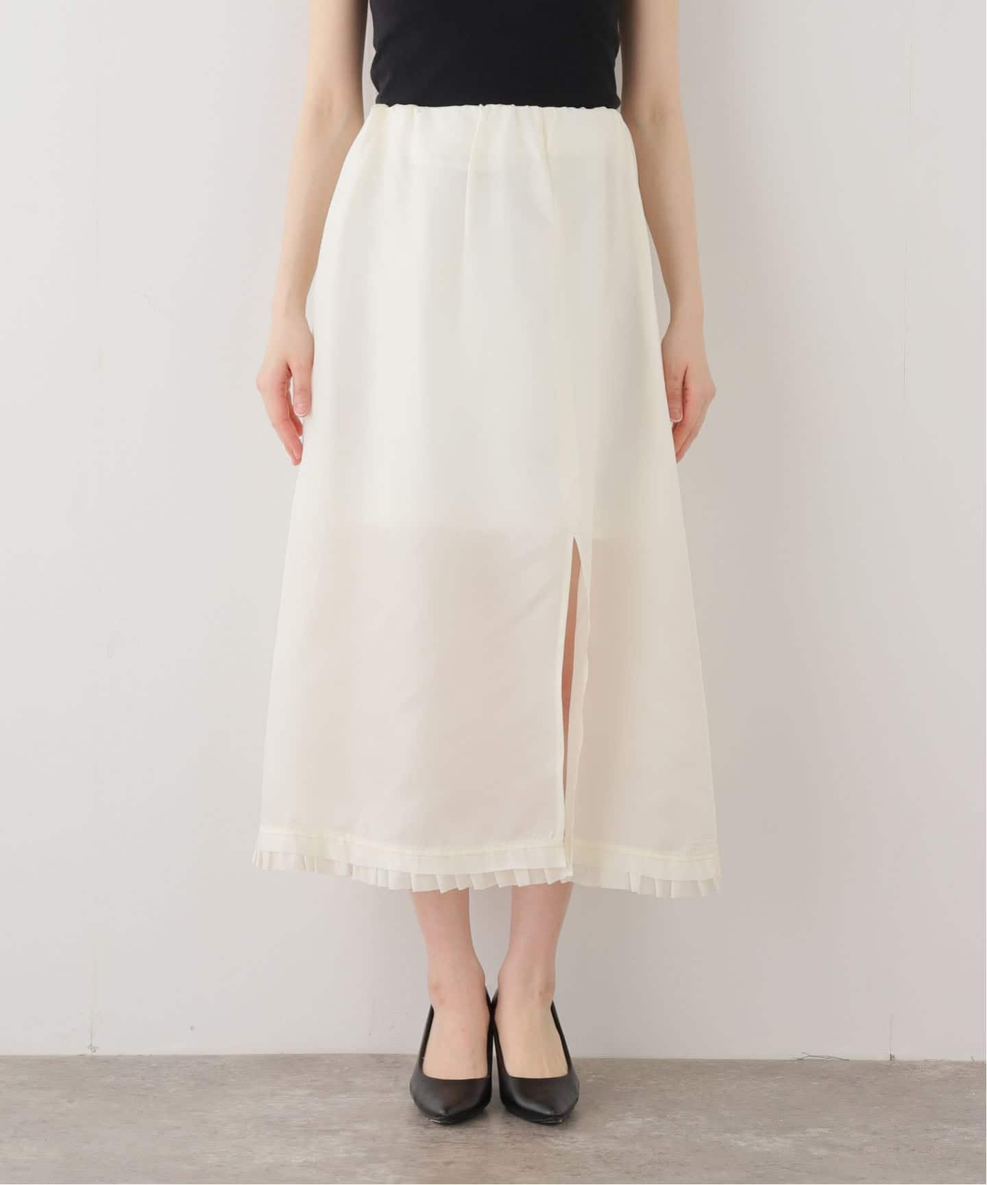 JANE SMITH/ジェーンスミス】WASHED CUPRO FRILL SLIT SKIRT：スカート