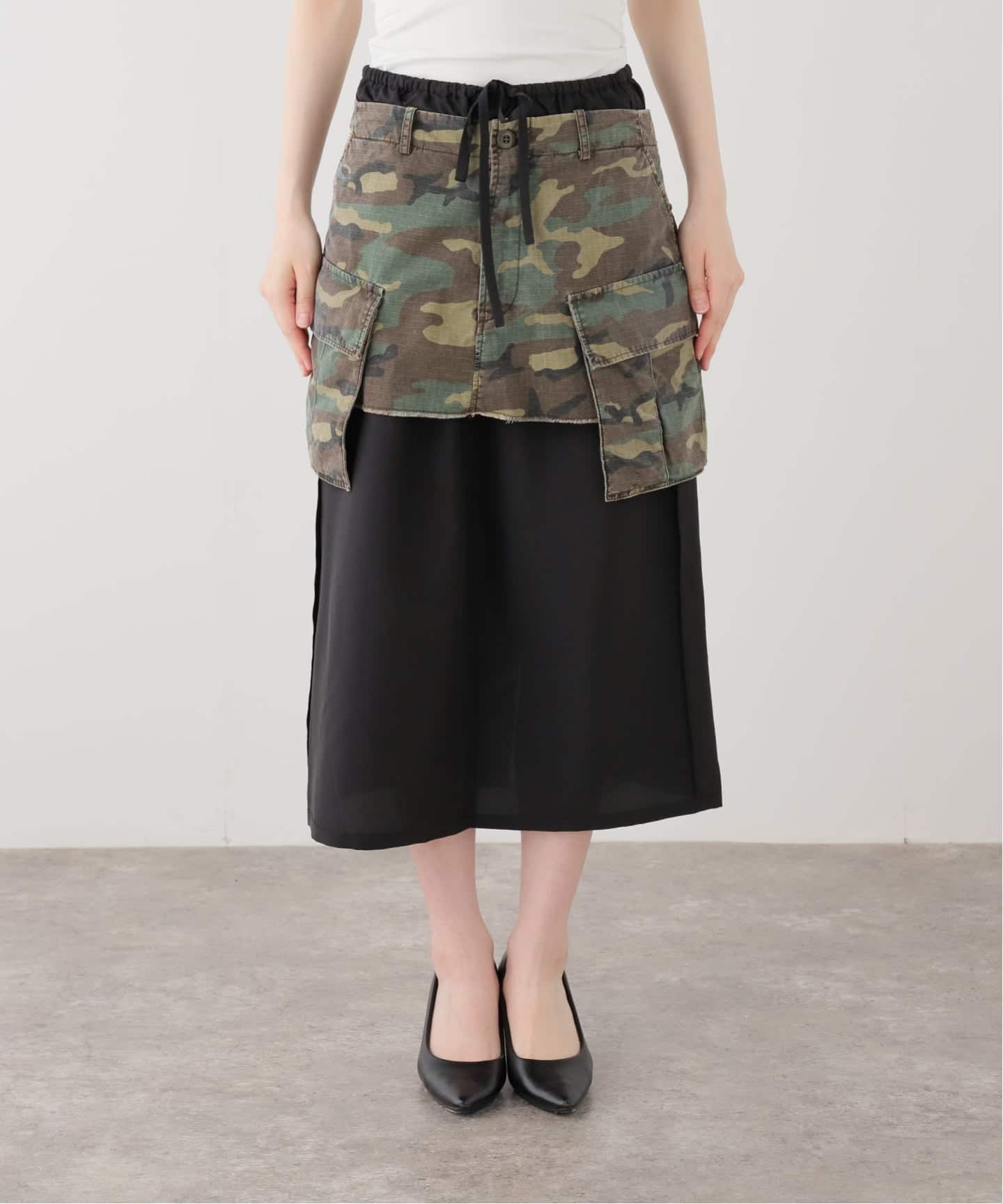 INSCRIRE アンスクリア　巻きスカート INSCRIRE/アンスクリア Cargo Layered Skirt スカート（その他スカート