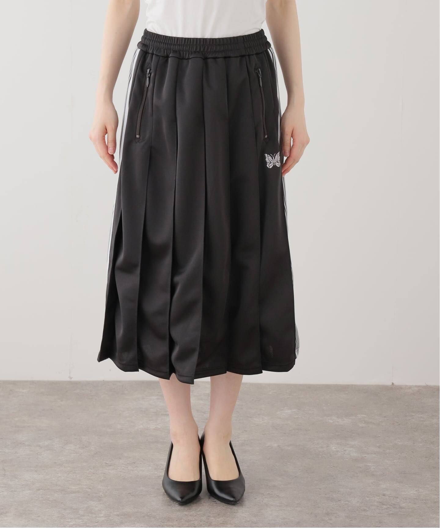 ニードルス　トラック　スカート　チャコール Pleated Track Skirt - Poly Smooth(1(WOMEN) Charcoal/チャコール