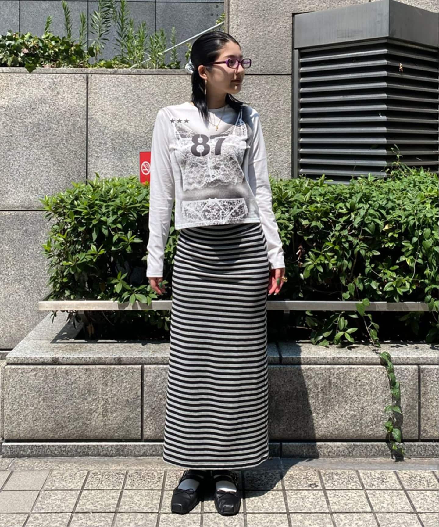 予約追加3》ボーダープリントスカート（ロング・マキシ丈スカート