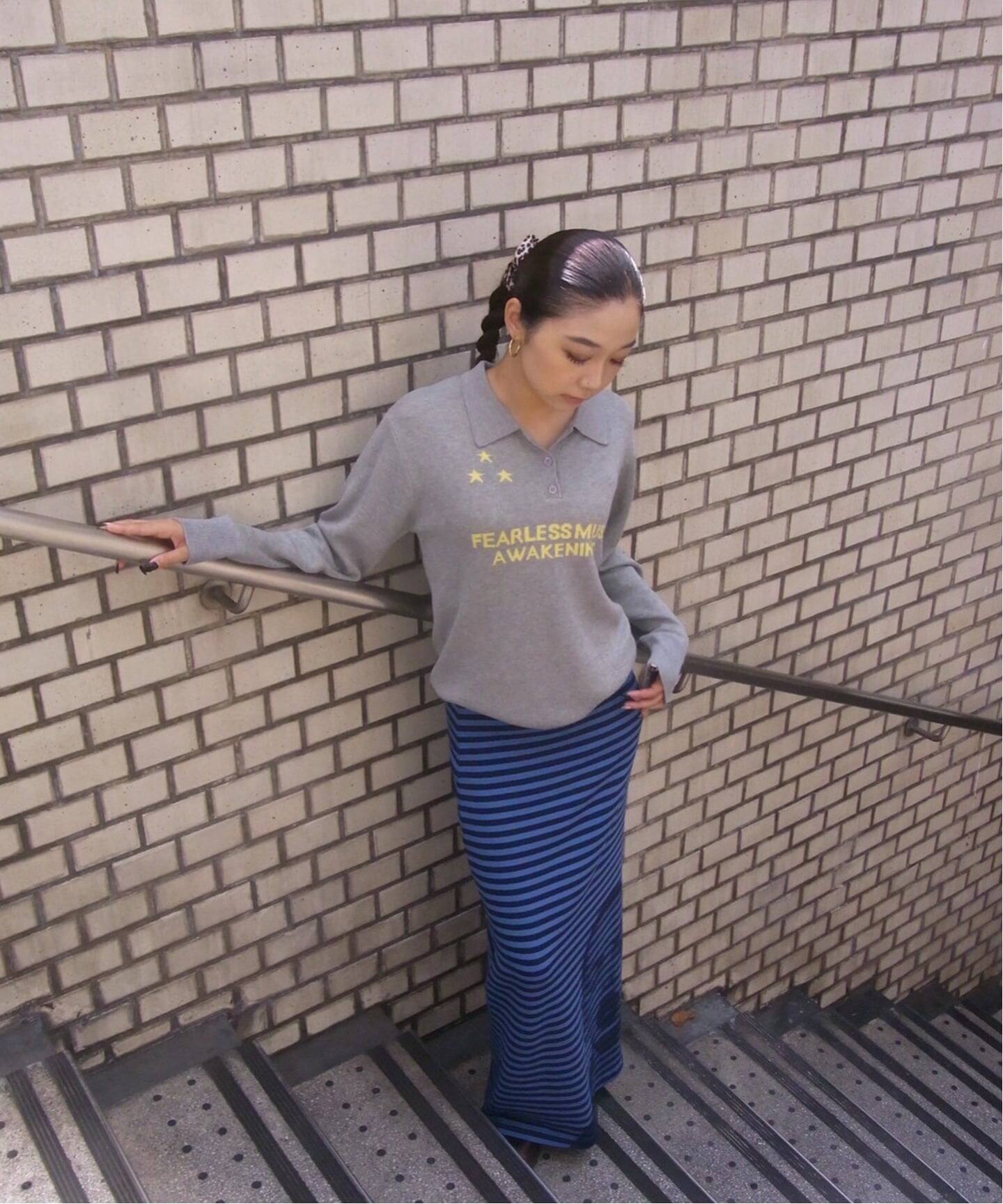 追加3》ボーダープリントスカート（ロング・マキシ丈スカート