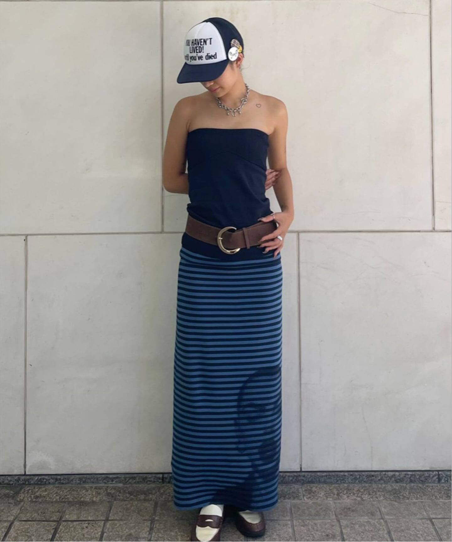 予約追加3》ボーダープリントスカート（ロング・マキシ丈スカート