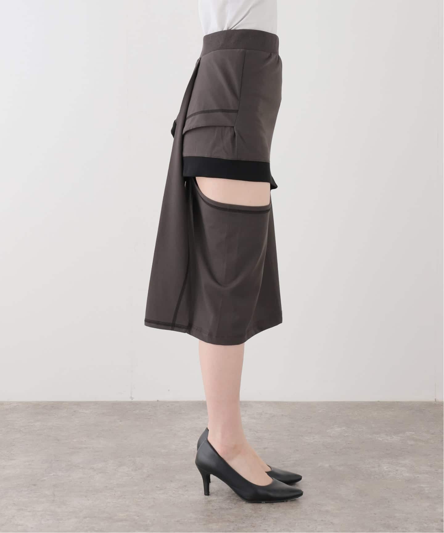 【正規品】open yy オープンワイワイ スカート OPEN YY / オープンワイワイ】 COLOR BLOCK PANEL CUTOUT SKIRT（ひざ
