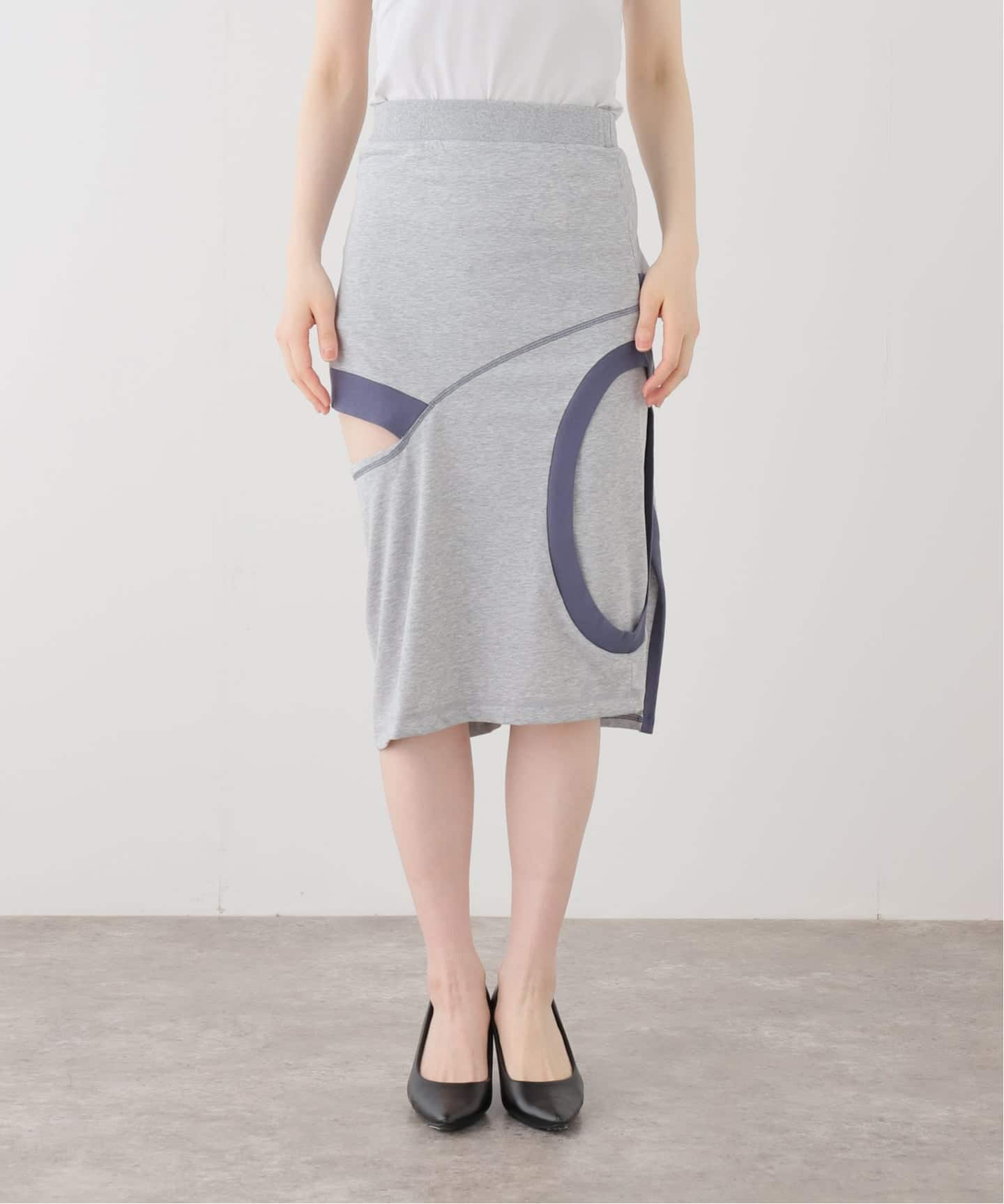 OPEN YY / オープンワイワイ】 COLOR BLOCK PANEL CUTOUT SKIRT（ひざ