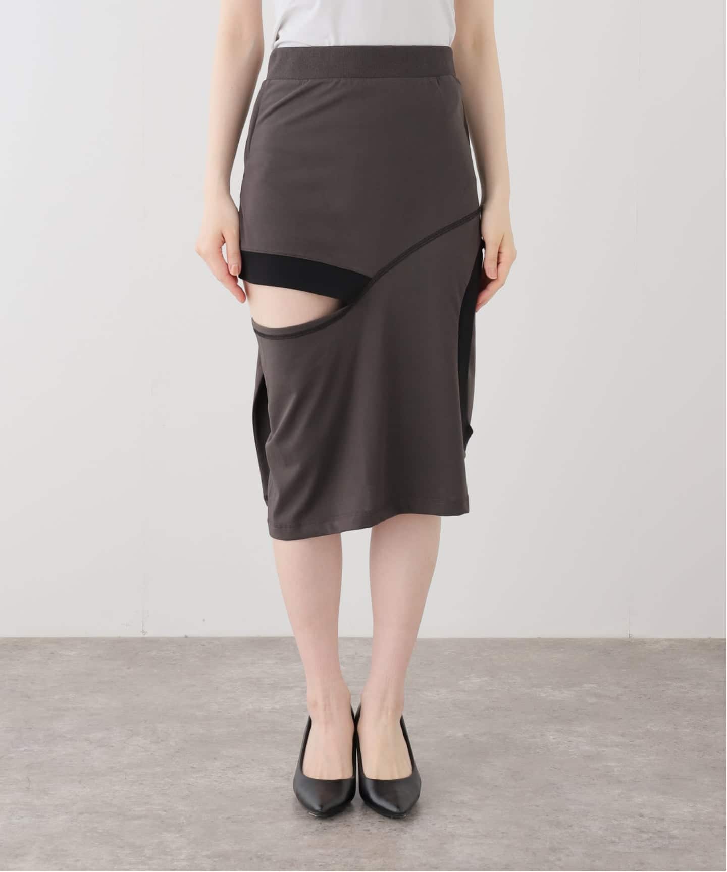 open yy 今季の巻きスカート OPEN YY / オープンワイワイ】 COLOR BLOCK PANEL CUTOUT SKIRT（ひざ