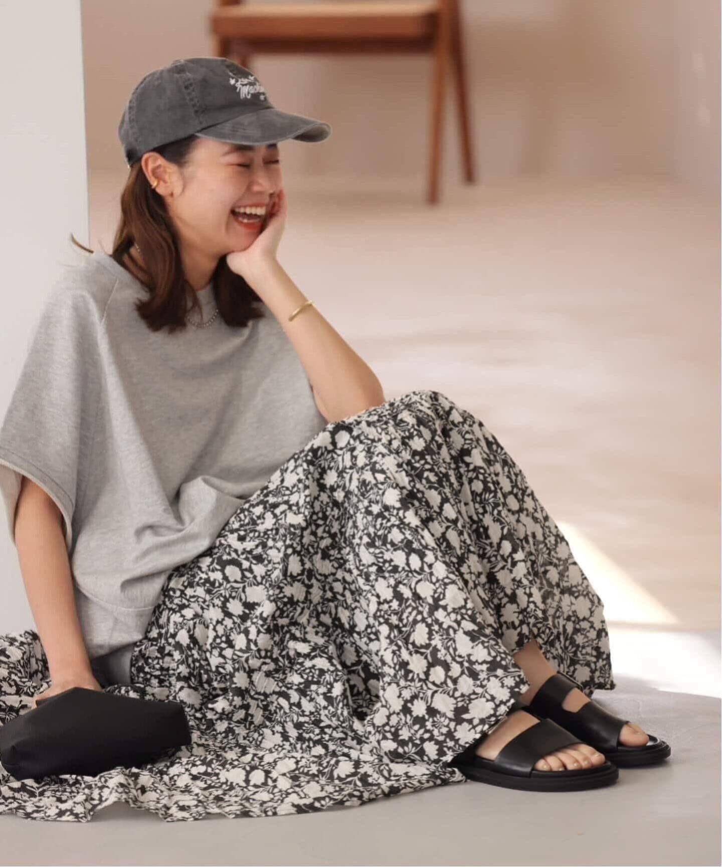 WEB限定追加 / 新色》コットンボイルクリンクルティアードスカート（柄