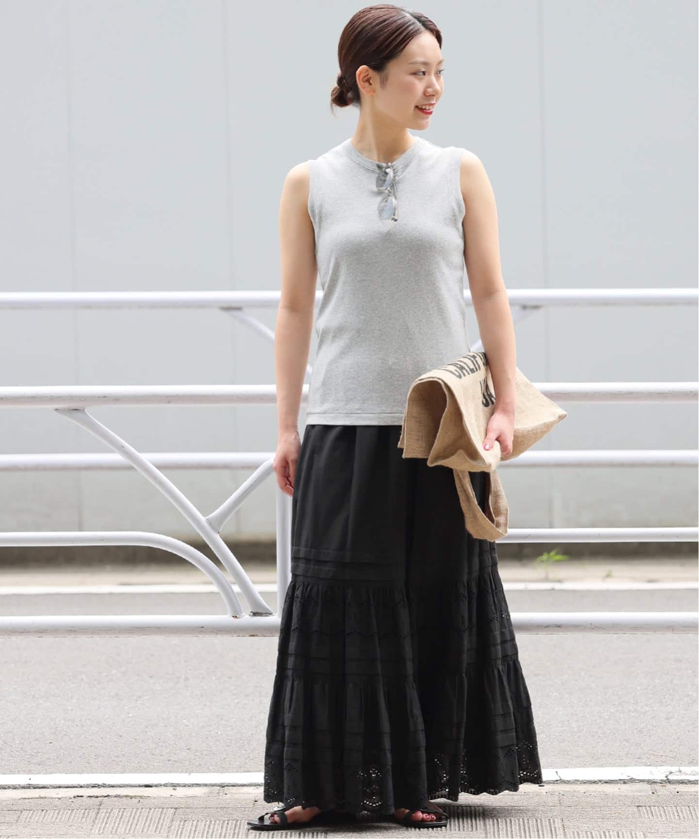 WEB限定追加2》コットンボイルタック刺繍ロングスカート（ロング